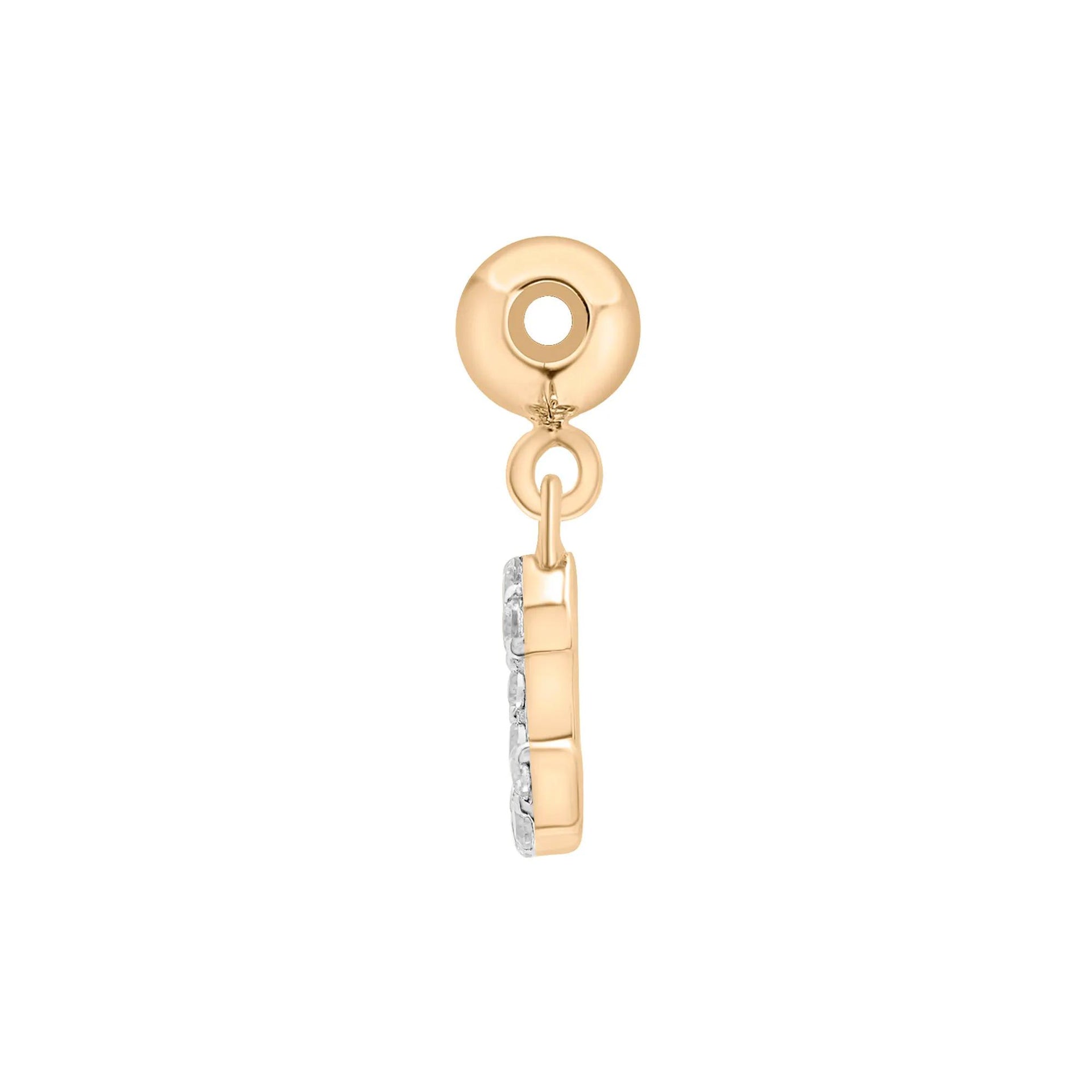 Diamond Accent C Initial Bead Charm Vermeil Yellow Size 12.50mm