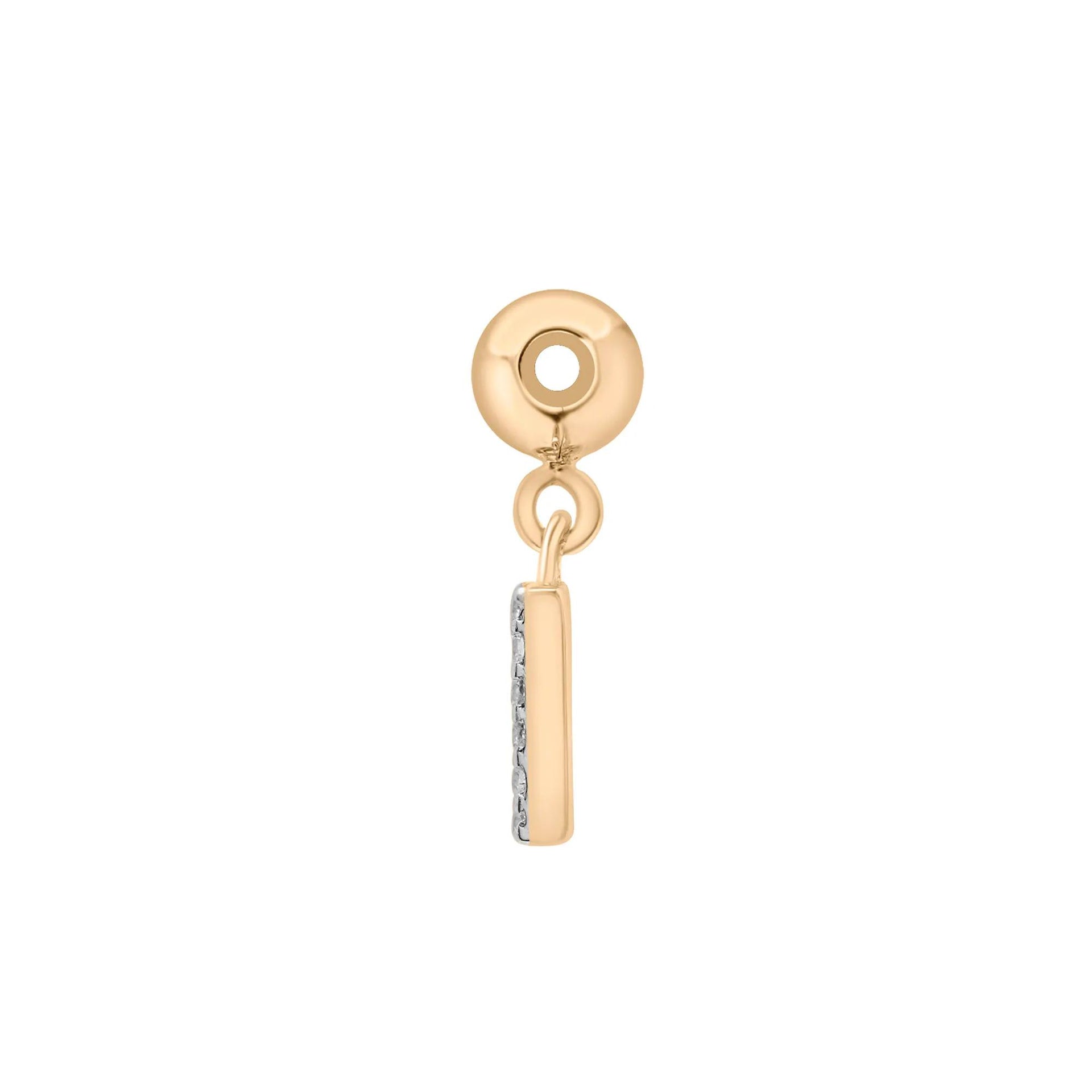 Diamond Accent E Initial Bead Charm Vermeil Yellow Size 12.50mm