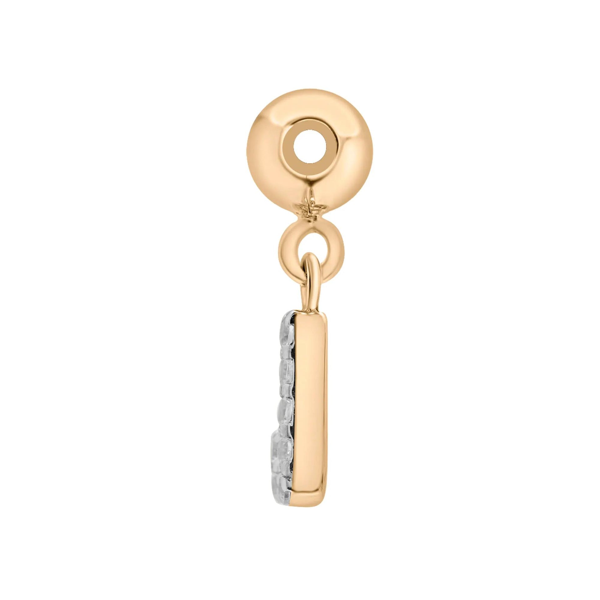 Diamond Accent J Initial Bead Charm Vermeil Yellow Size 13.00mm