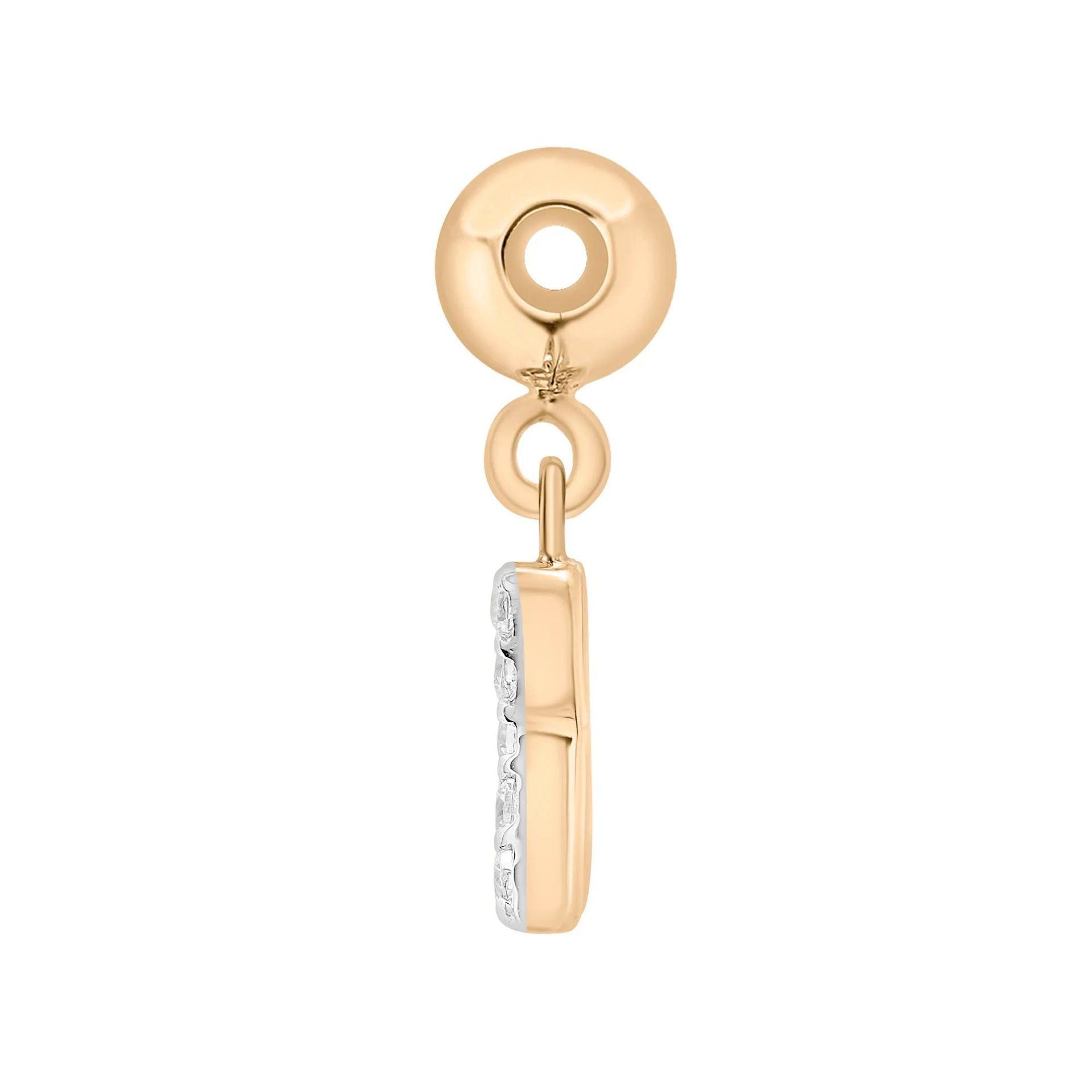 Diamond Accent K Initial Bead Charm Vermeil Yellow Size 12.50mm