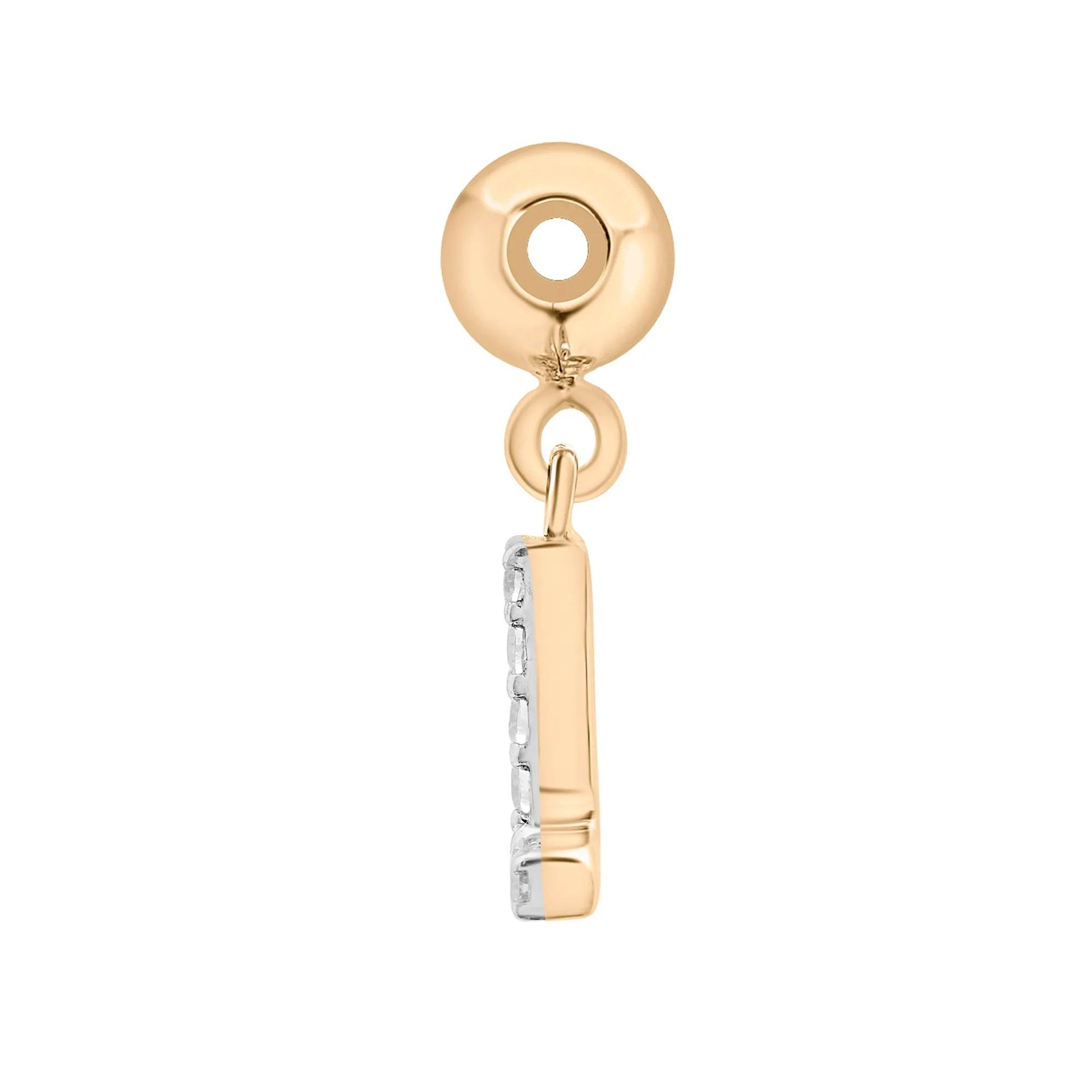 Diamond Accent L Initial Bead Charm Vermeil Yellow Size 12.00mm