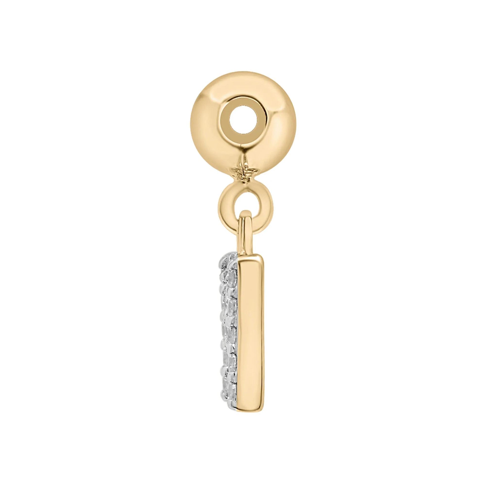 Diamond Accent M Initial Bead Charm Vermeil Yellow Size 10.00mm