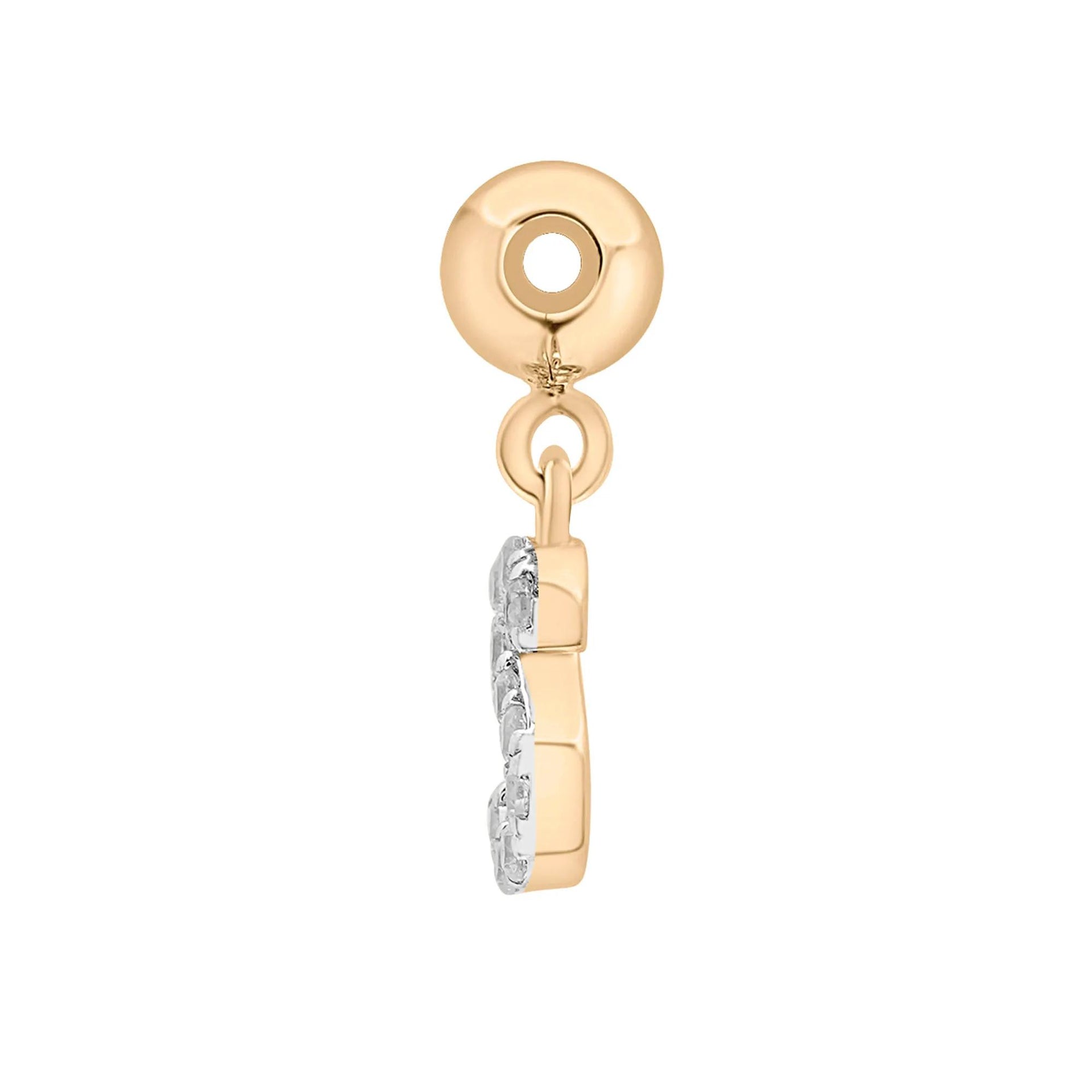 Diamond Accent S Initial Bead Charm Vermeil Yellow Size 10.00mm