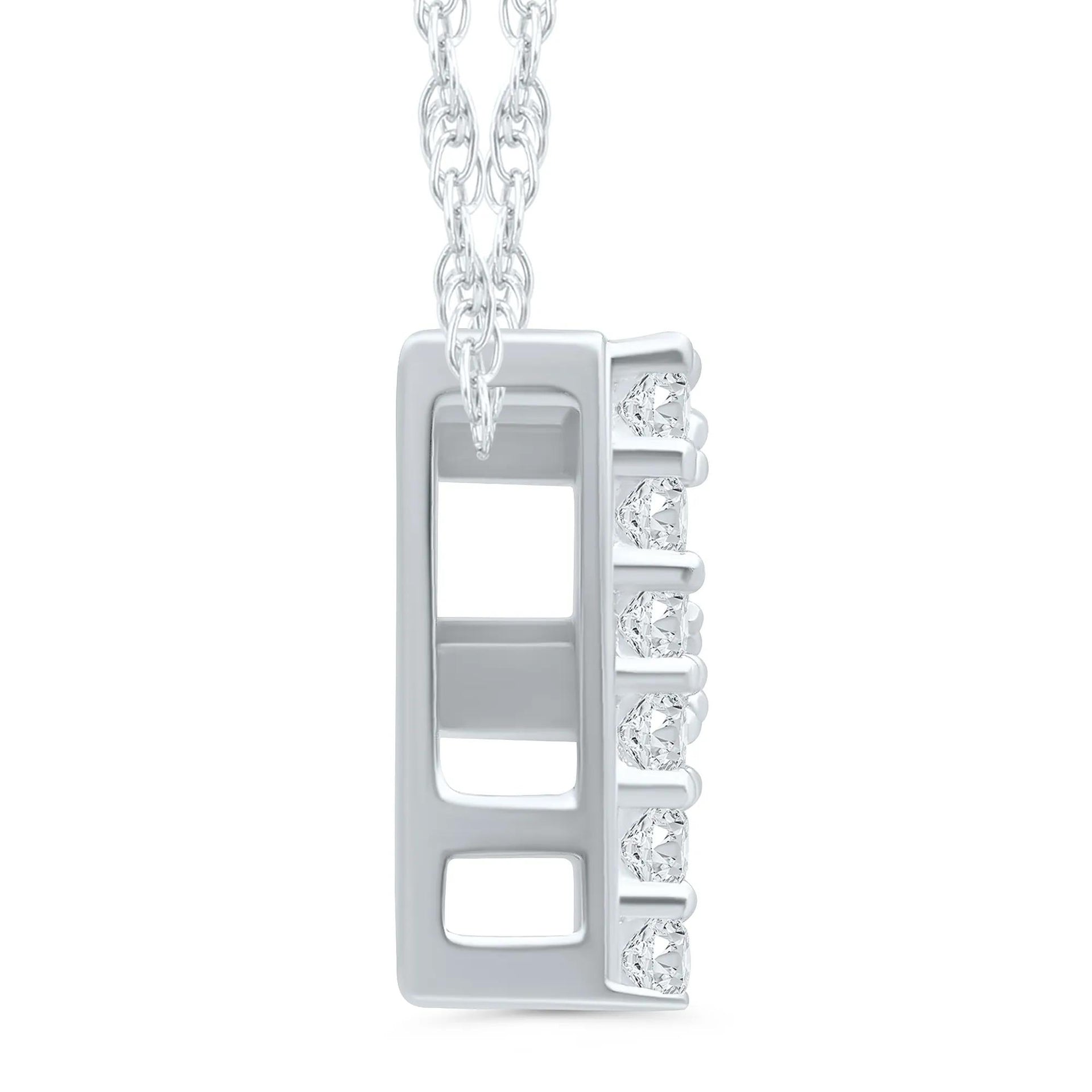Diamond Accent Initial F Pendant Necklace 10K White Gold Size 18"