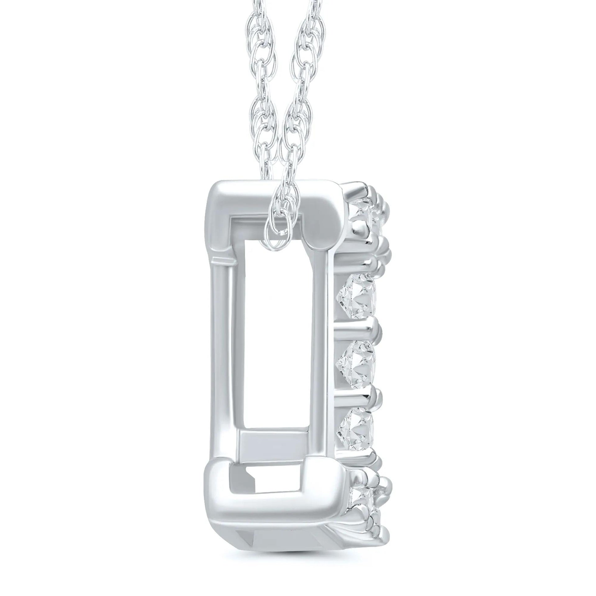 Diamond Accent Initial I Pendant Necklace 10K White Gold Size 18"