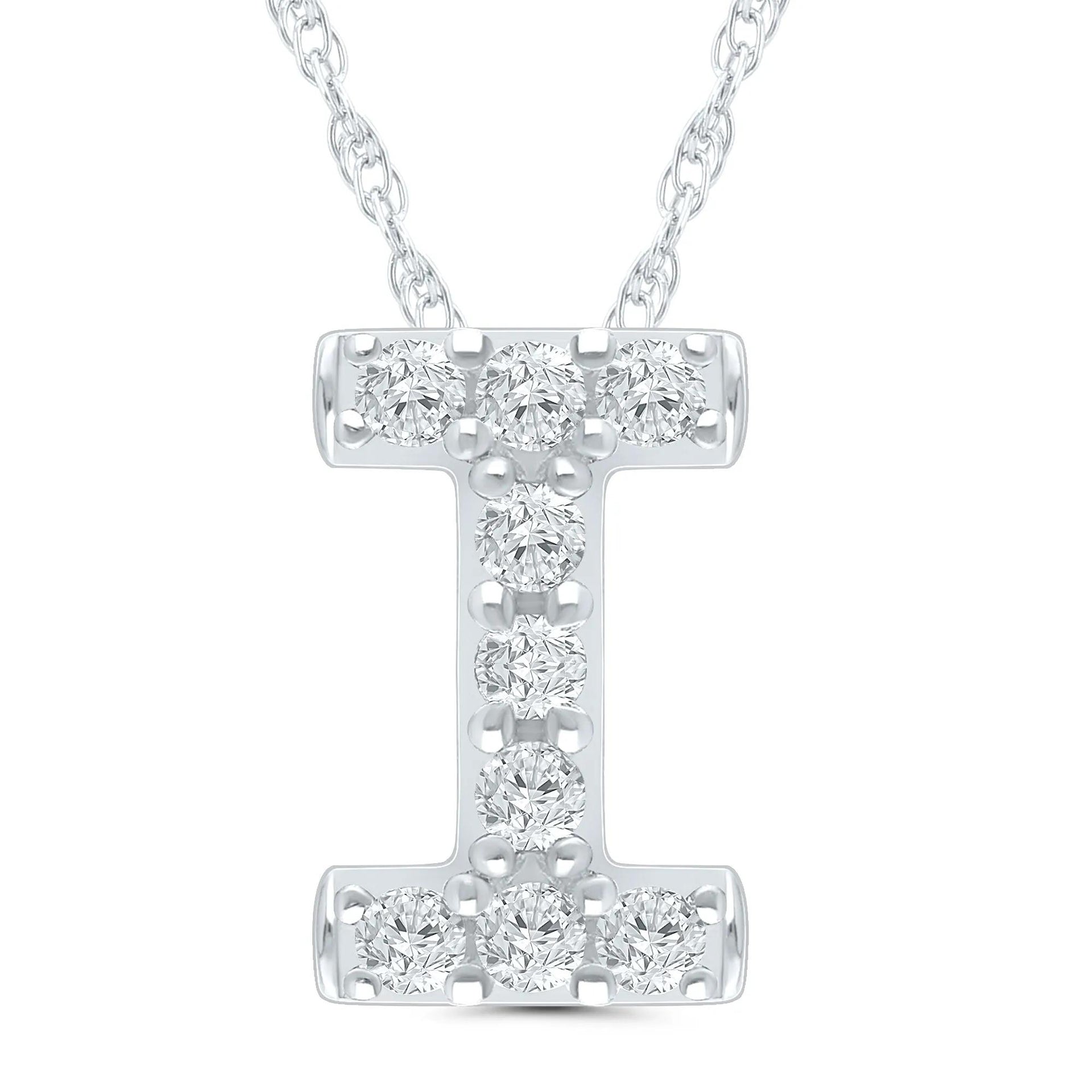 Diamond Accent Initial I Pendant Necklace 10K White Gold Size 18"