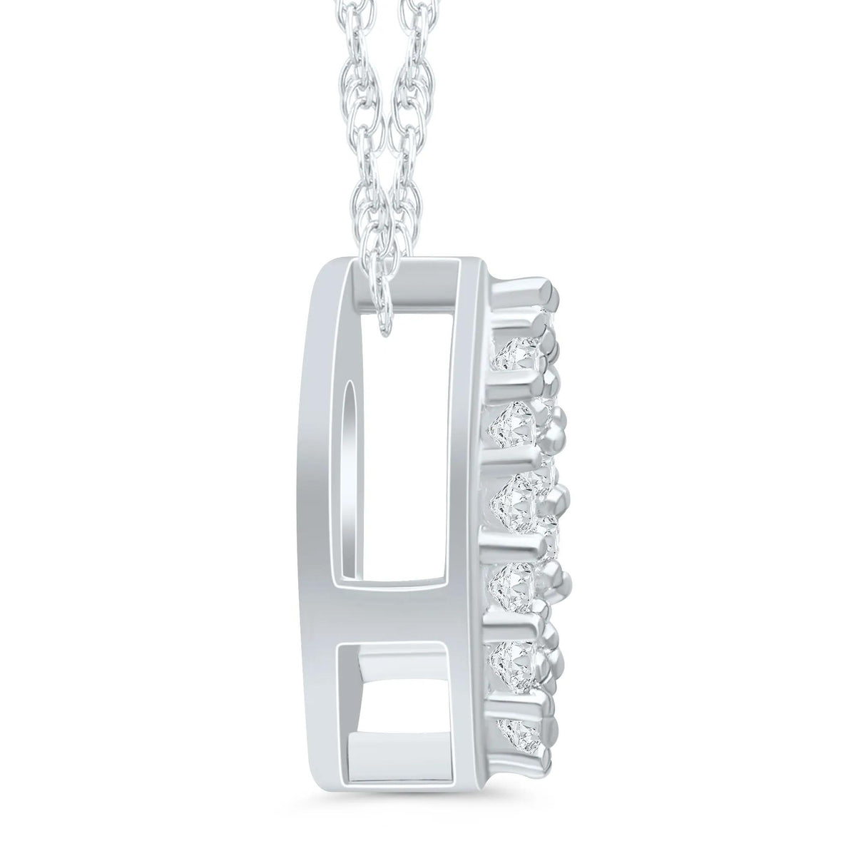 Diamond Accent Initial O Pendant Necklace 10K White Gold Size 18"