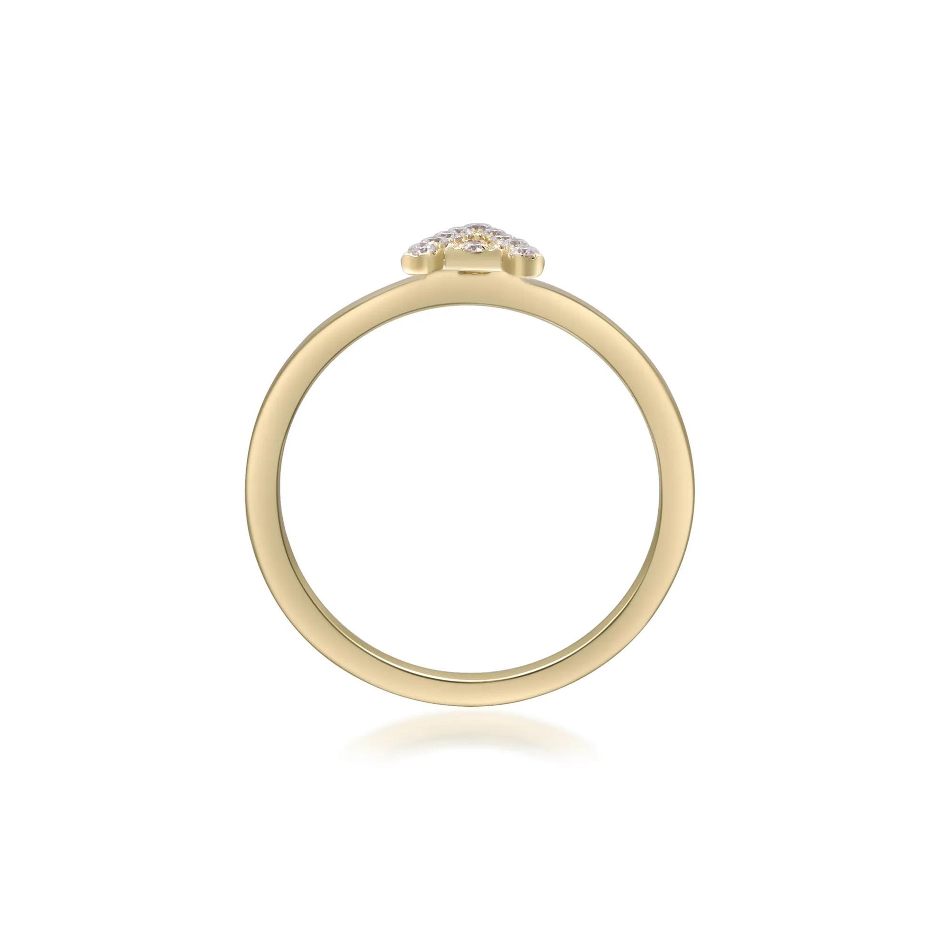 Diamond Accent "a" Initial Ring 10K Yellow Gold Round Brilliant Cut Size 7 2mm