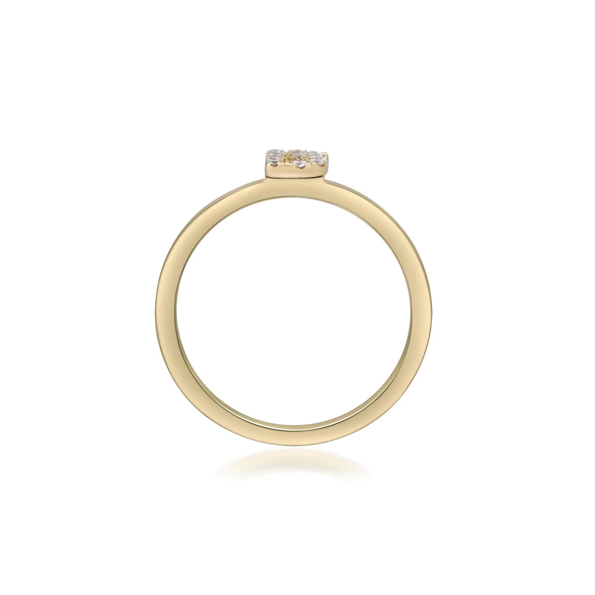 Diamond Accent "b" Initial Ring 10K Yellow Gold Round Brilliant Cut Size 6 2mm
