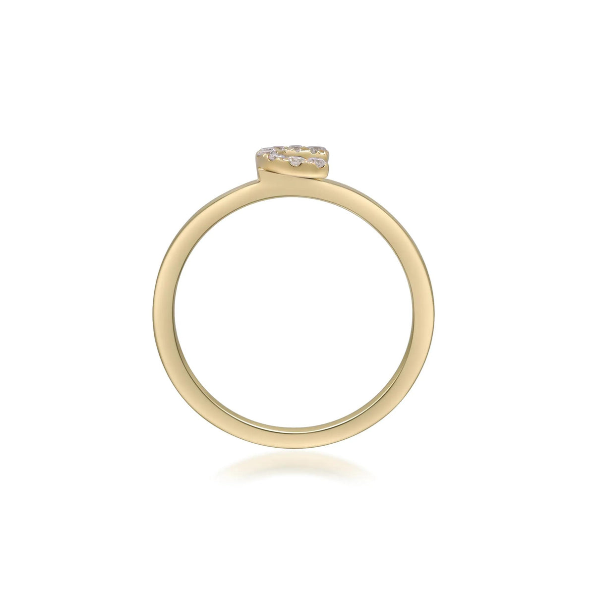 Diamond Accent "c" Initial Ring 10K Yellow Gold Round Brilliant Cut Size 5 2mm