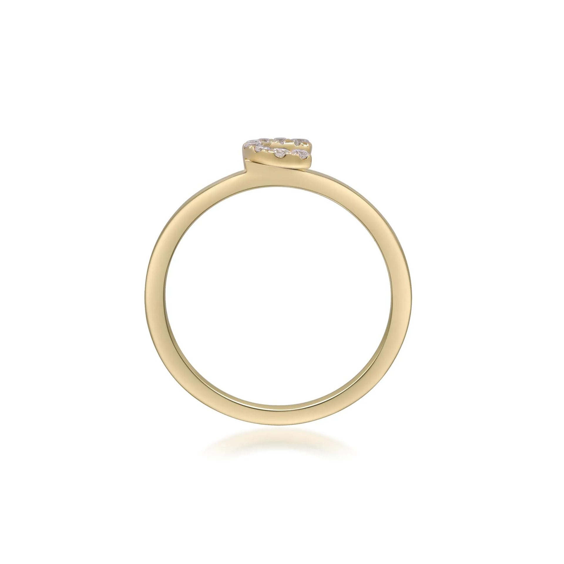Diamond Accent "c" Initial Ring 10K Yellow Gold Round Brilliant Cut Size 9 2mm