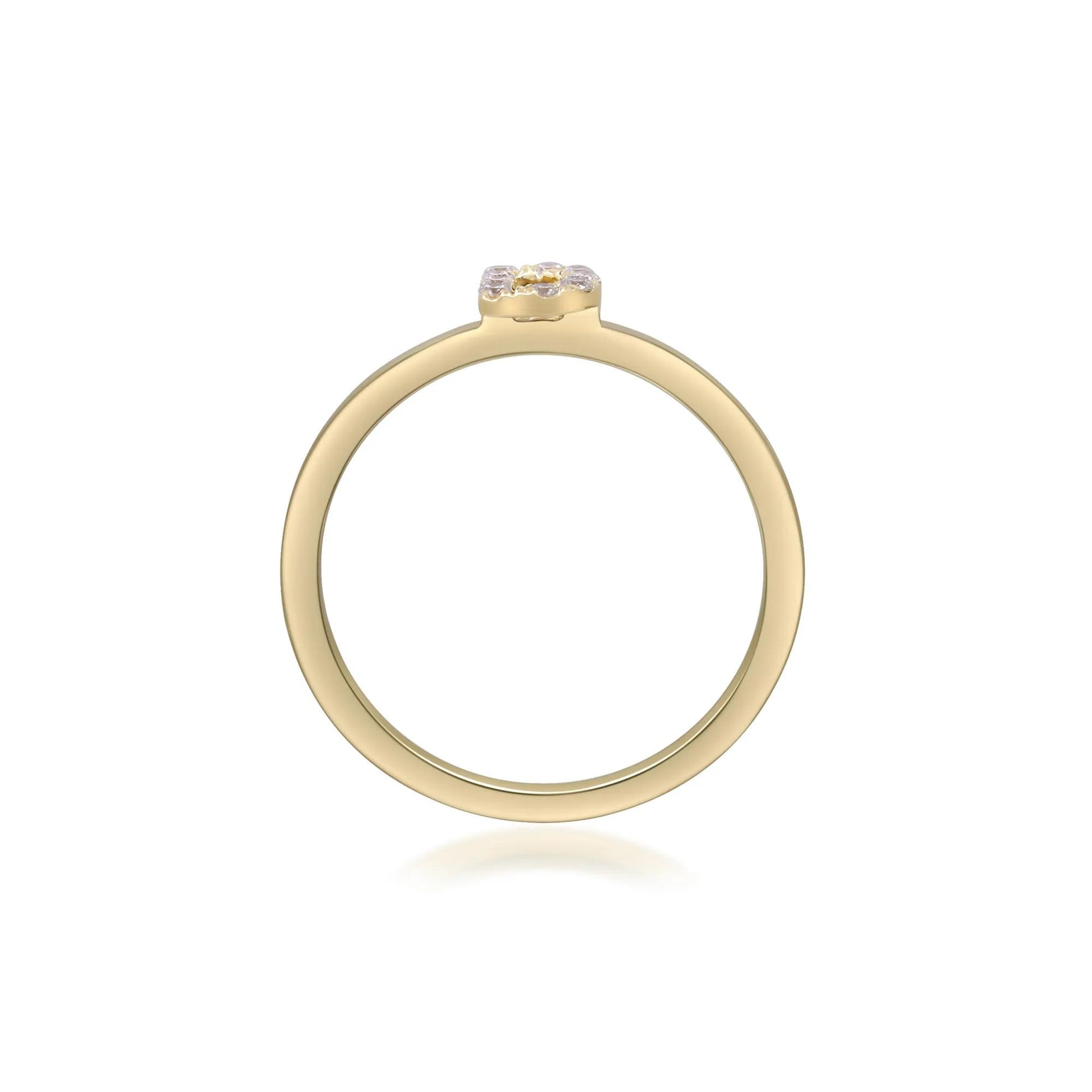 Diamond Accent "d" Initial Ring 10K Yellow Gold Round Brilliant Cut Size 5 2mm