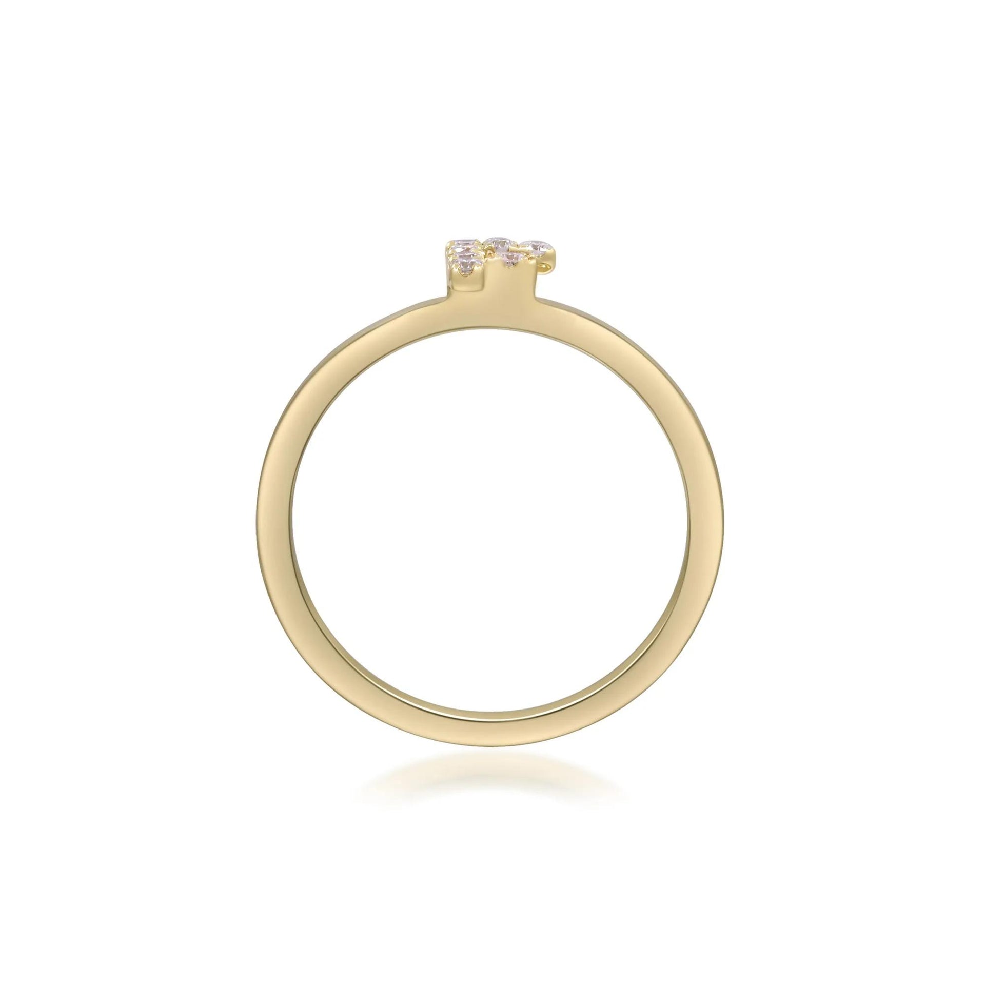 Diamond Accent "f" Initial Ring 10K Yellow Gold Round Brilliant Cut Size 6 2mm