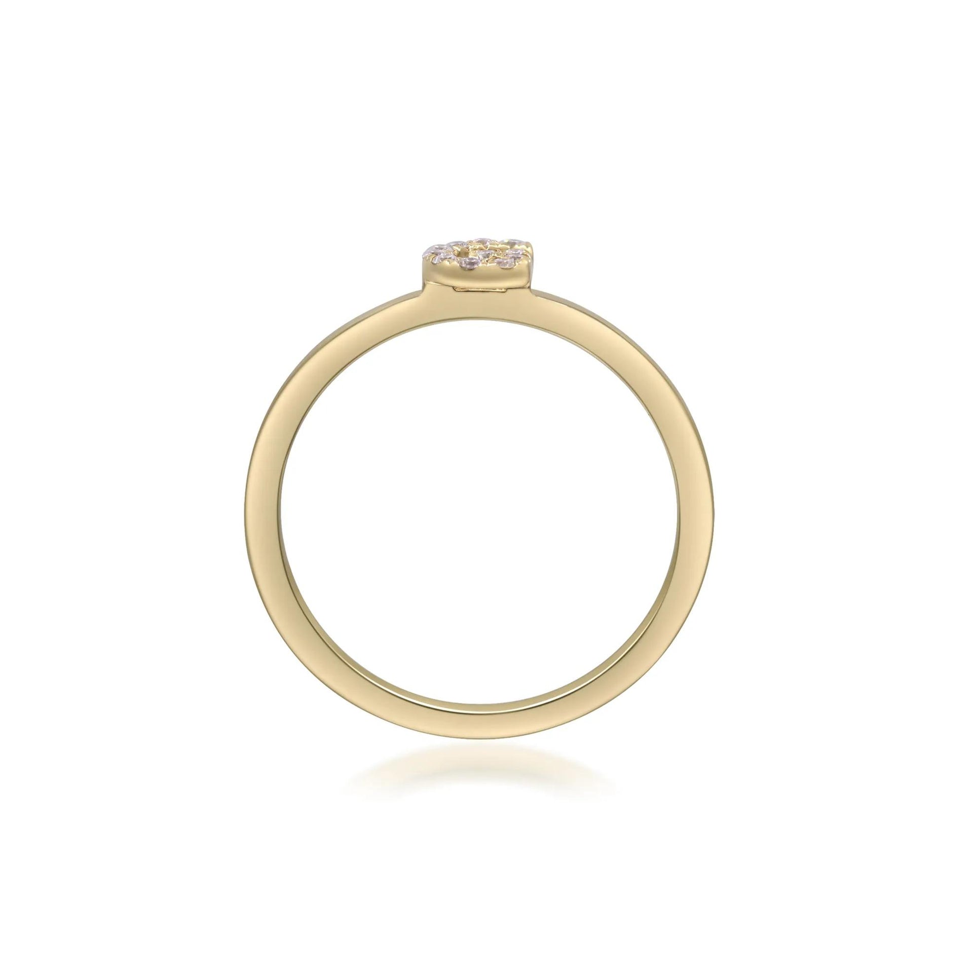 Diamond Accent "g" Initial Ring 10K Yellow Gold Round Brilliant Cut Size 9 2mm