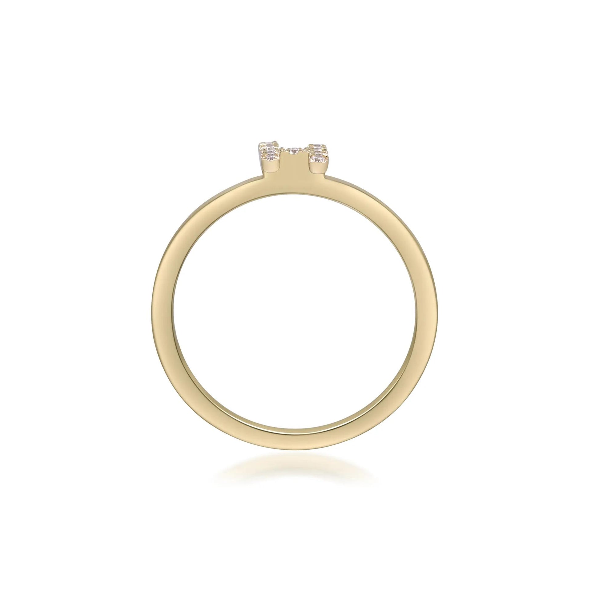 Diamond Accent "h" Initial Ring 10K Yellow Gold Round Brilliant Cut Size 6 2mm