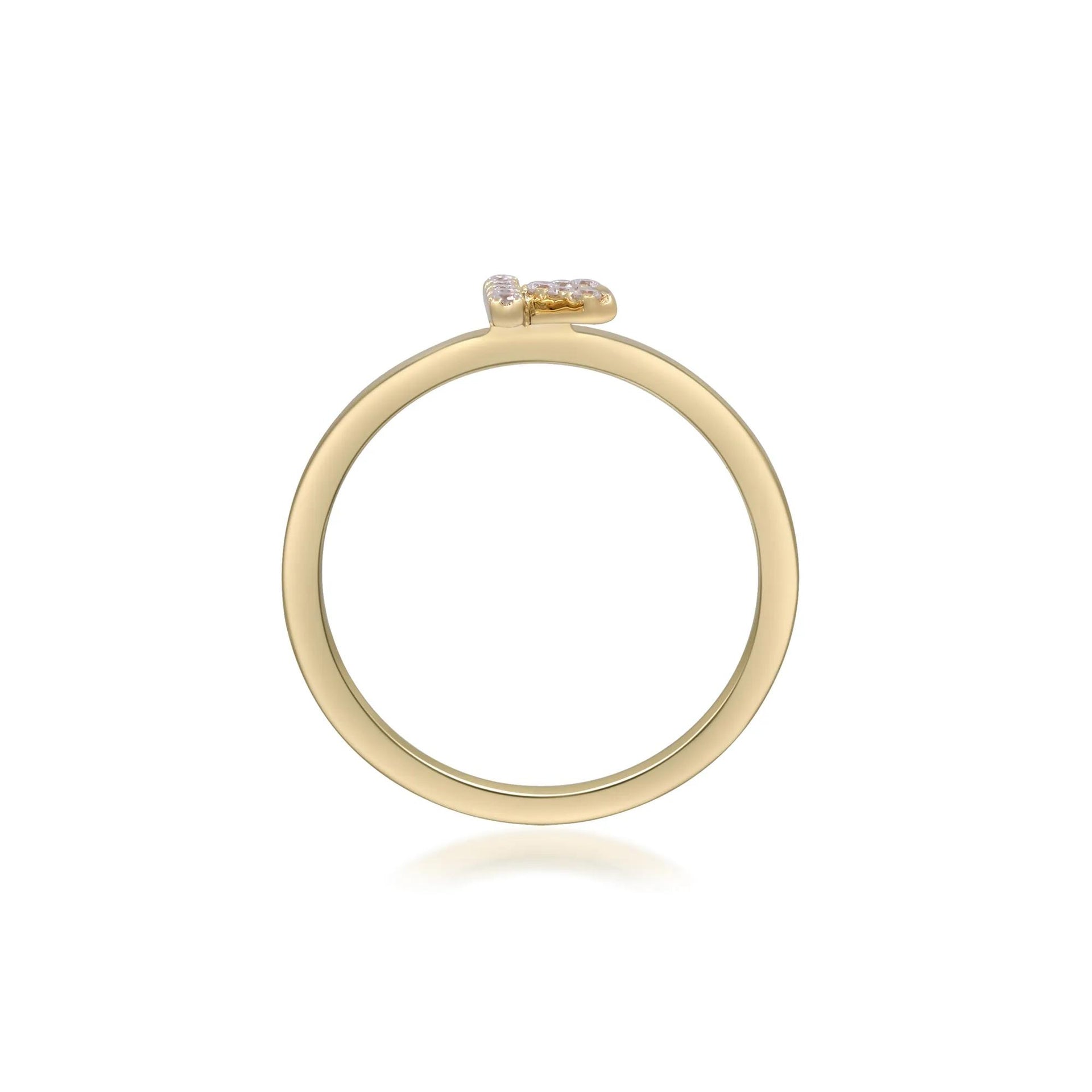 Diamond Accent "k" Initial Ring 10K Yellow Gold Round Brilliant Cut Size 9 2mm