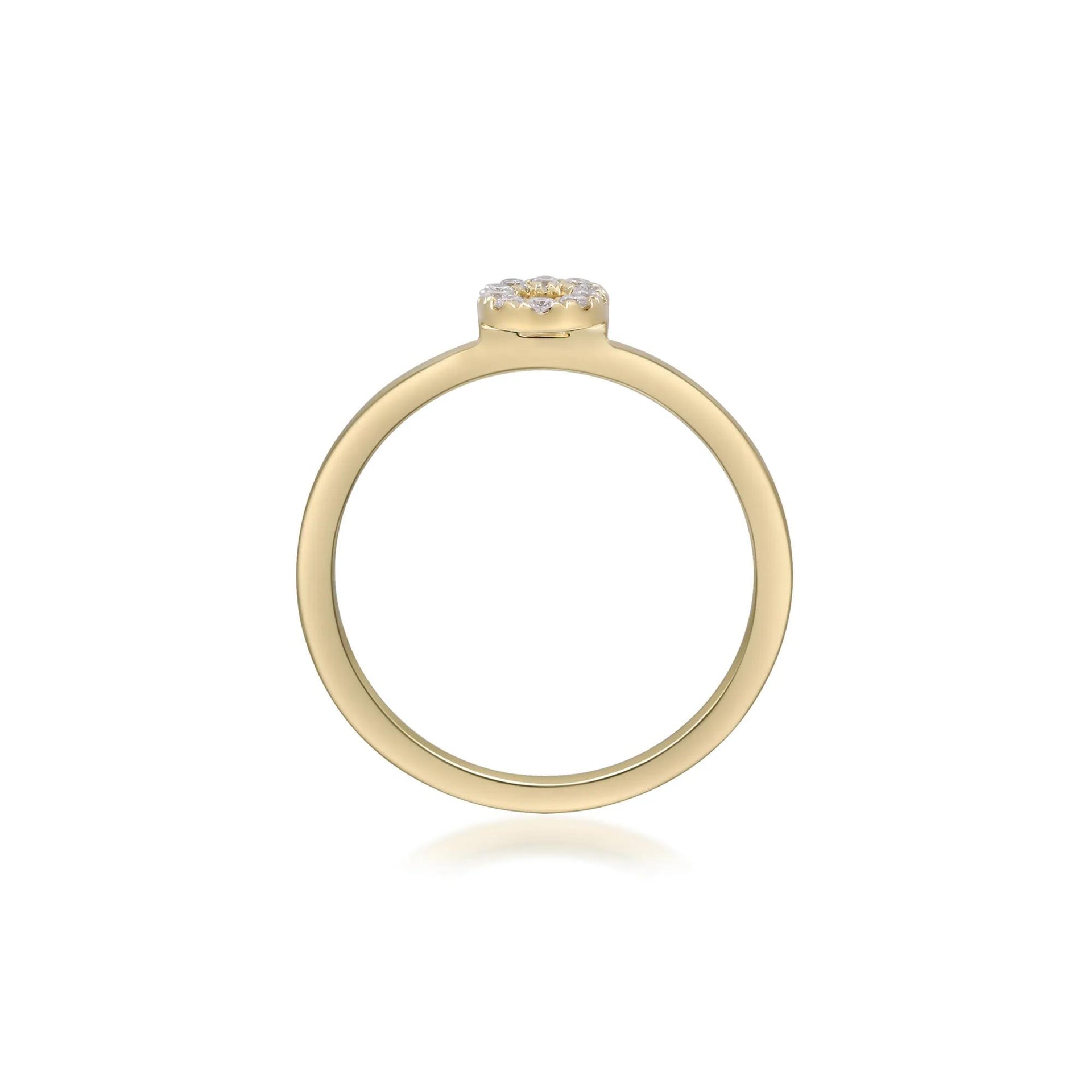 Diamond Accent "o" Initial Ring 10K Yellow Gold Round Brilliant Cut Size 9 2mm