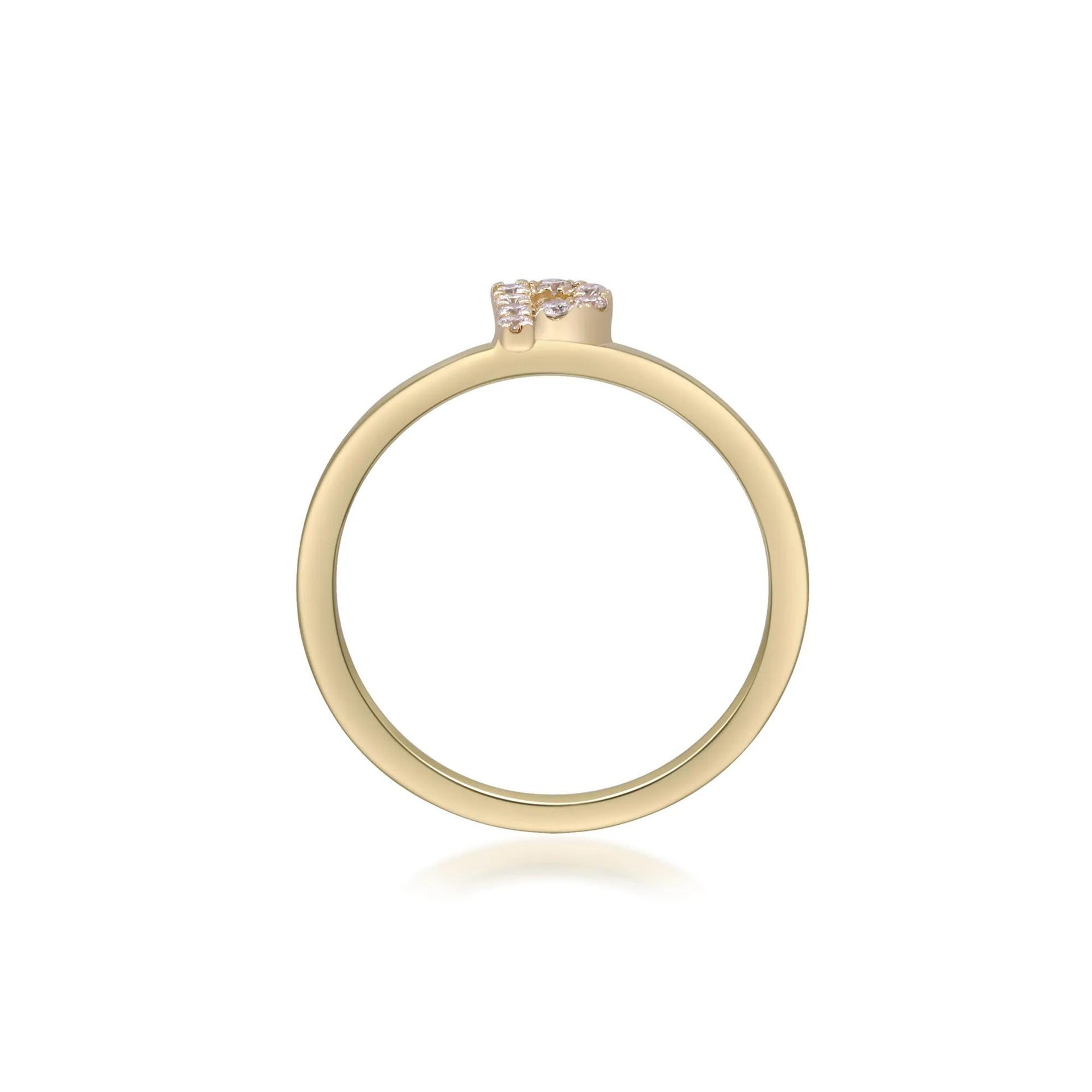Diamond Accent "p" Initial Ring 10K Yellow Gold Round Brilliant Cut Size 6 2mm