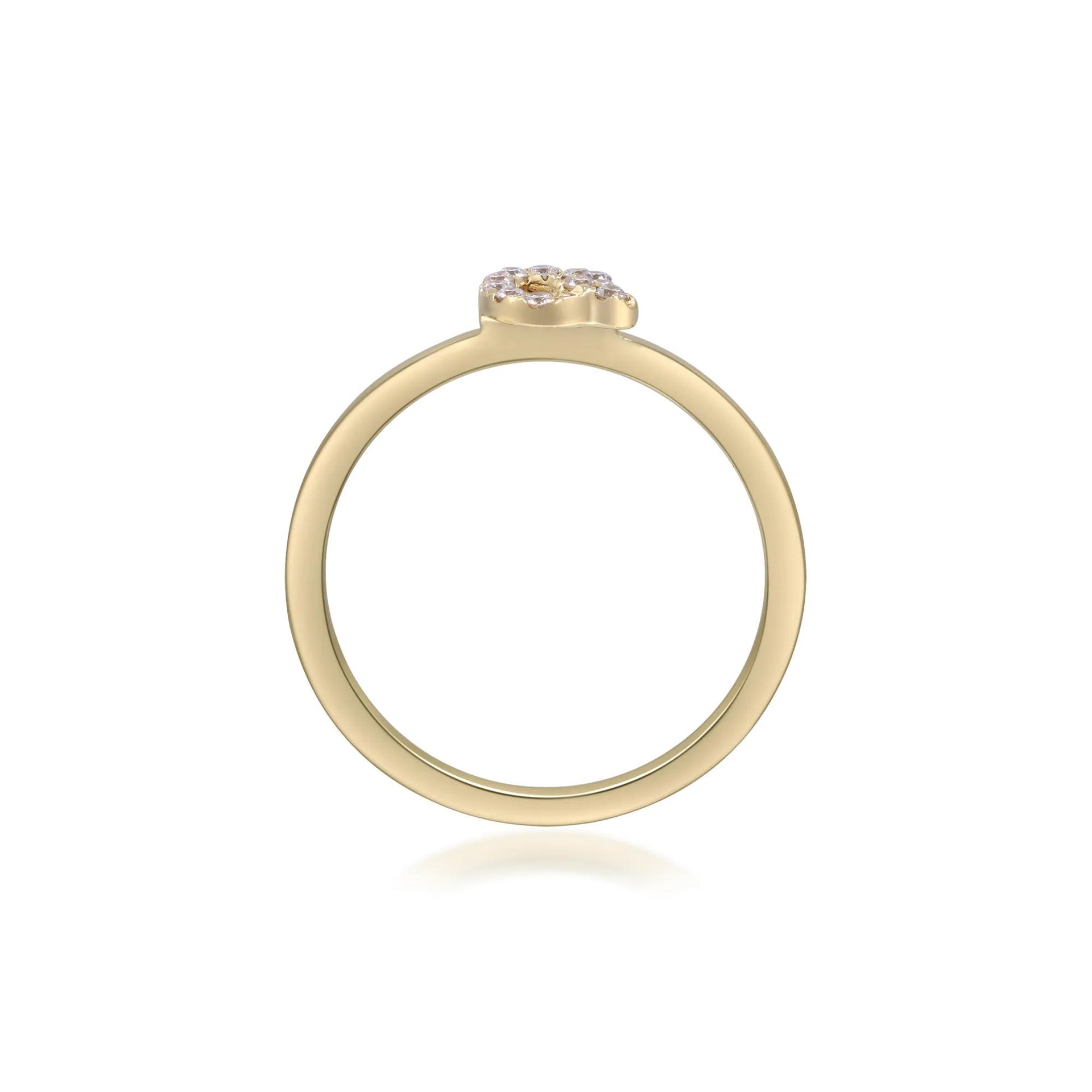 Diamond Accent "q" Initial Ring 10K Yellow Gold Round Brilliant Cut Size 6 2mm