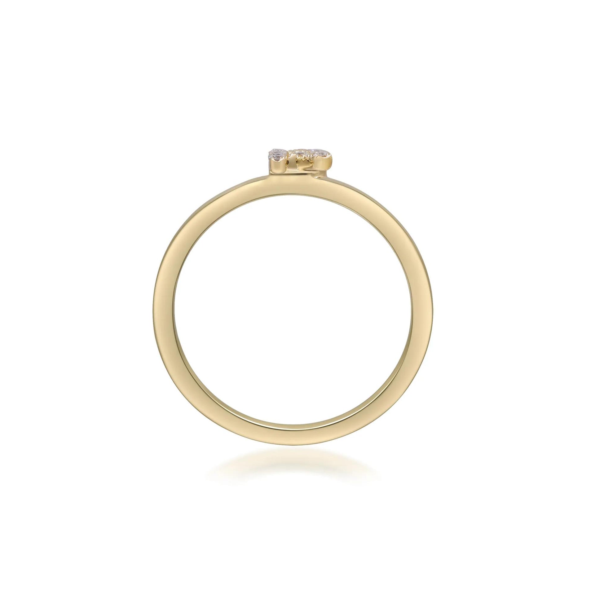 Diamond Accent "r" Initial Ring 10K Yellow Gold Round Brilliant Cut Size 7 2mm