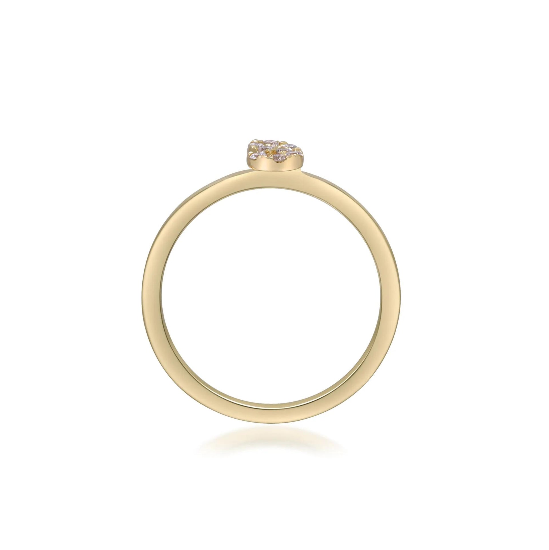Diamond Accent "s" Initial Ring 10K Yellow Gold Round Brilliant Cut Size 6 2mm