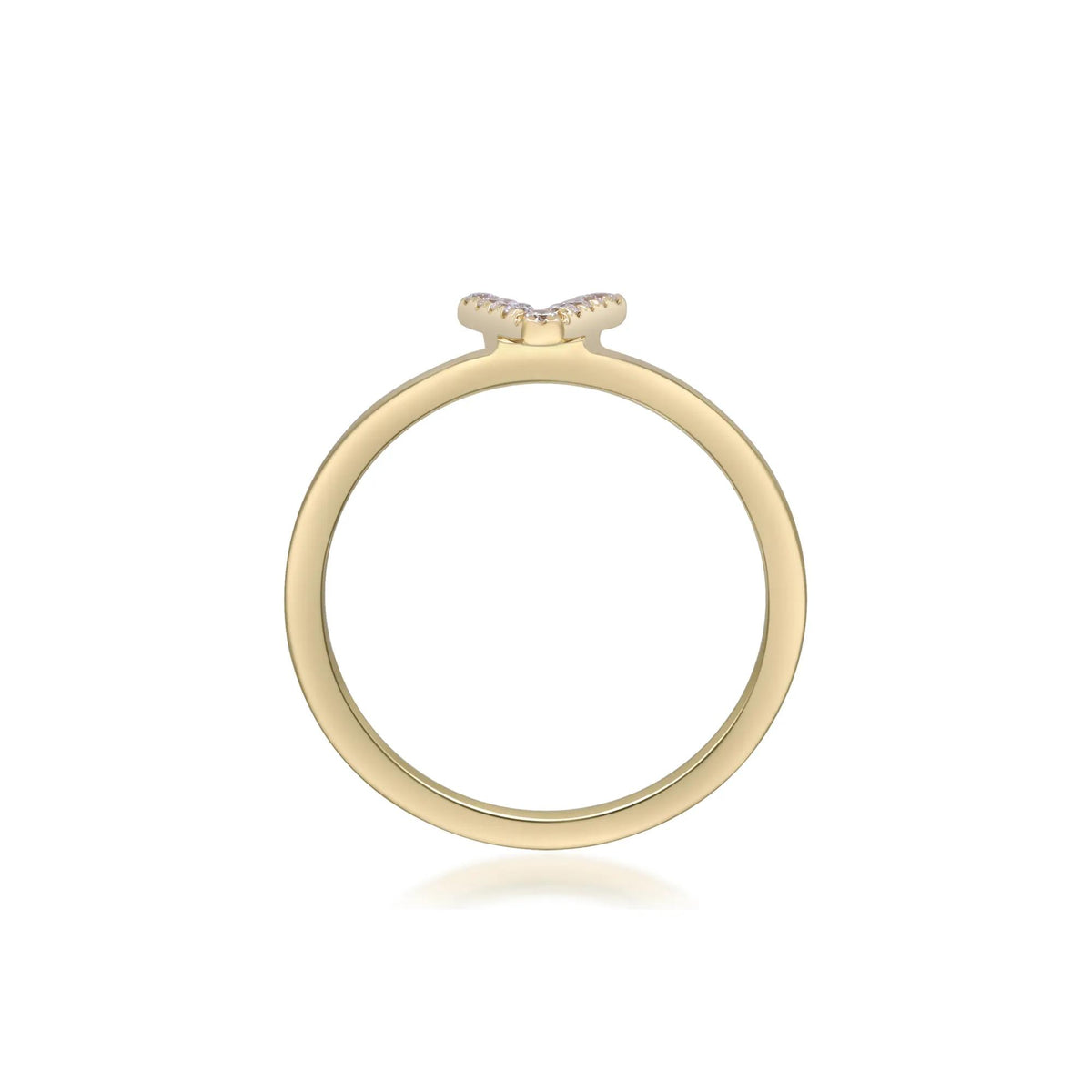 Diamond Accent "v" Initial Ring 10K Yellow Gold Round Brilliant Cut Size 8 2mm