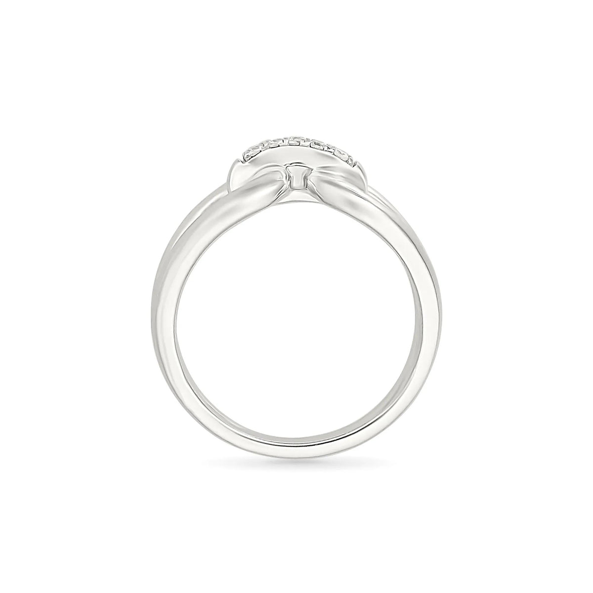 Diamond Accent Link Ring .925 Sterling Silver Round Brilliant Cut White Size 8 2mm