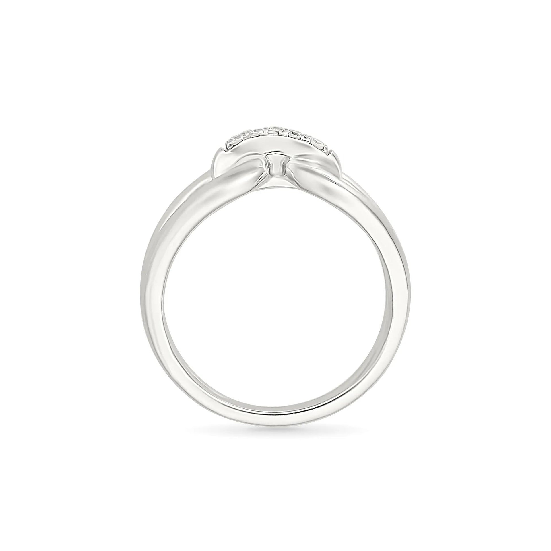 Diamond Accent Link Ring .925 Sterling Silver Round Brilliant Cut White Size 6.5 2mm