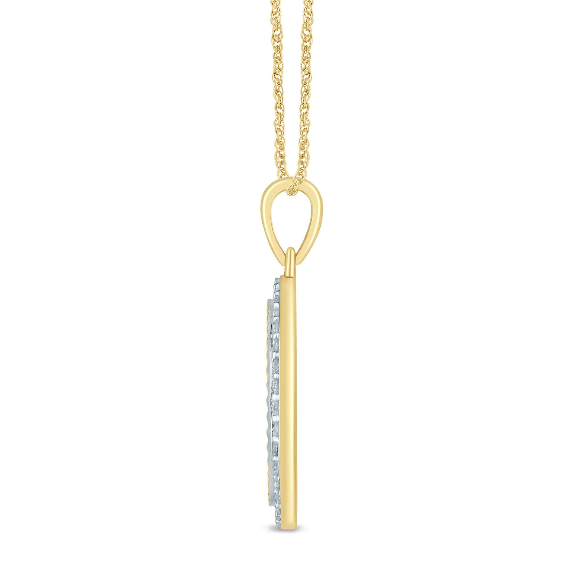 1/7 CT. Tw. Diamond Accent Medallion Pendant Necklace 10K Yellow Gold Size 18"