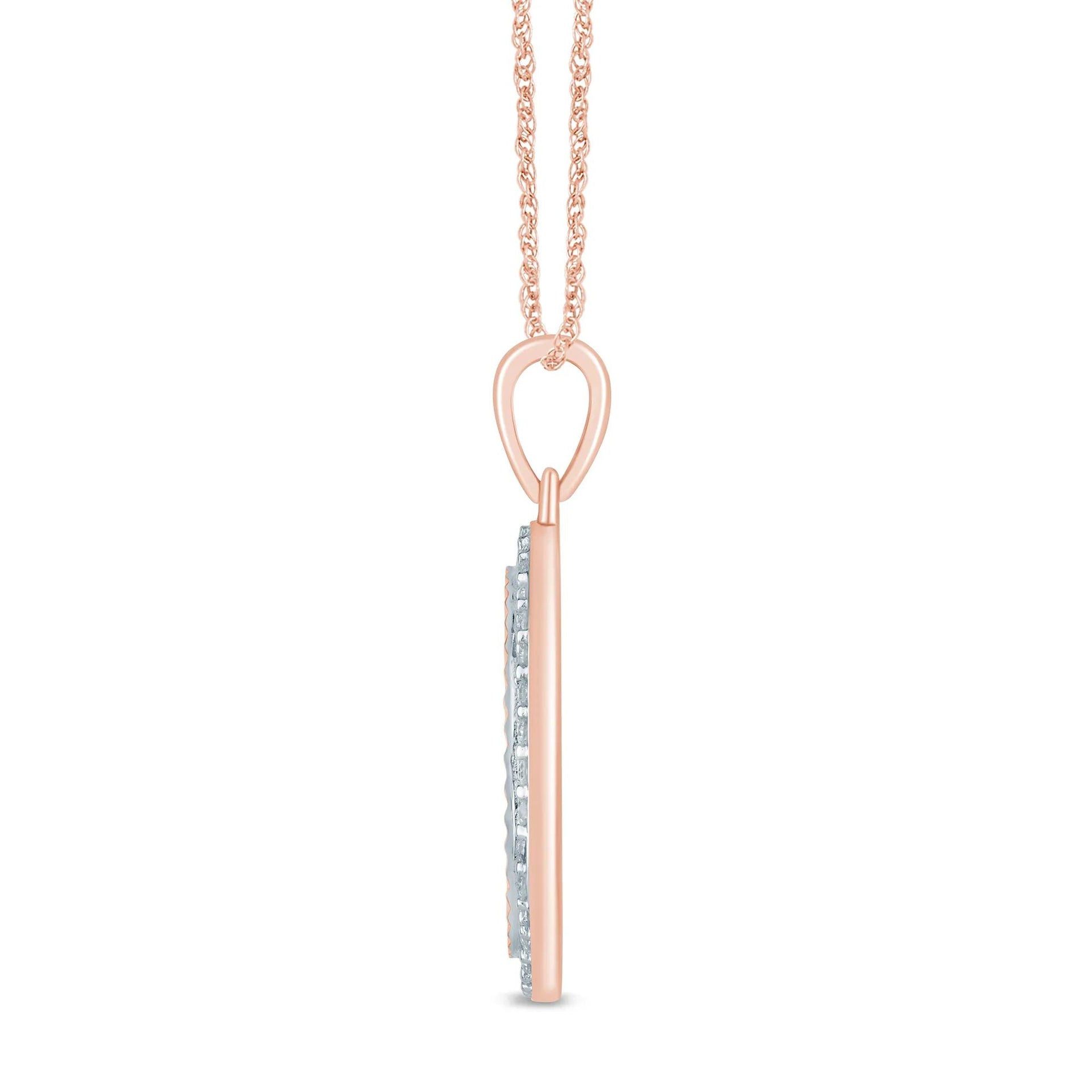 1/7 CT. Tw. Diamond Accent Medallion Pendant Necklace 10K Rose Gold Size 18"