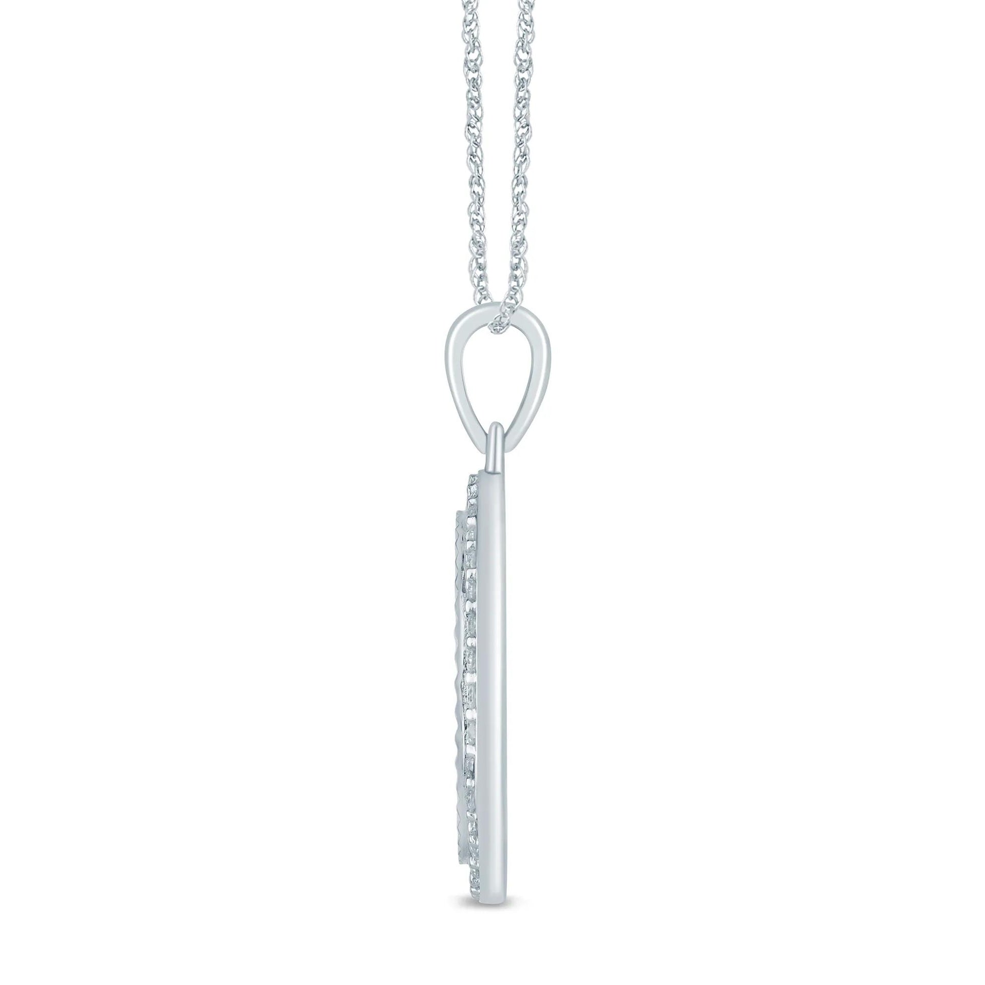 1/7 CT. Tw. Diamond Accent Medallion Pendant Necklace 10K White Gold Size 18"