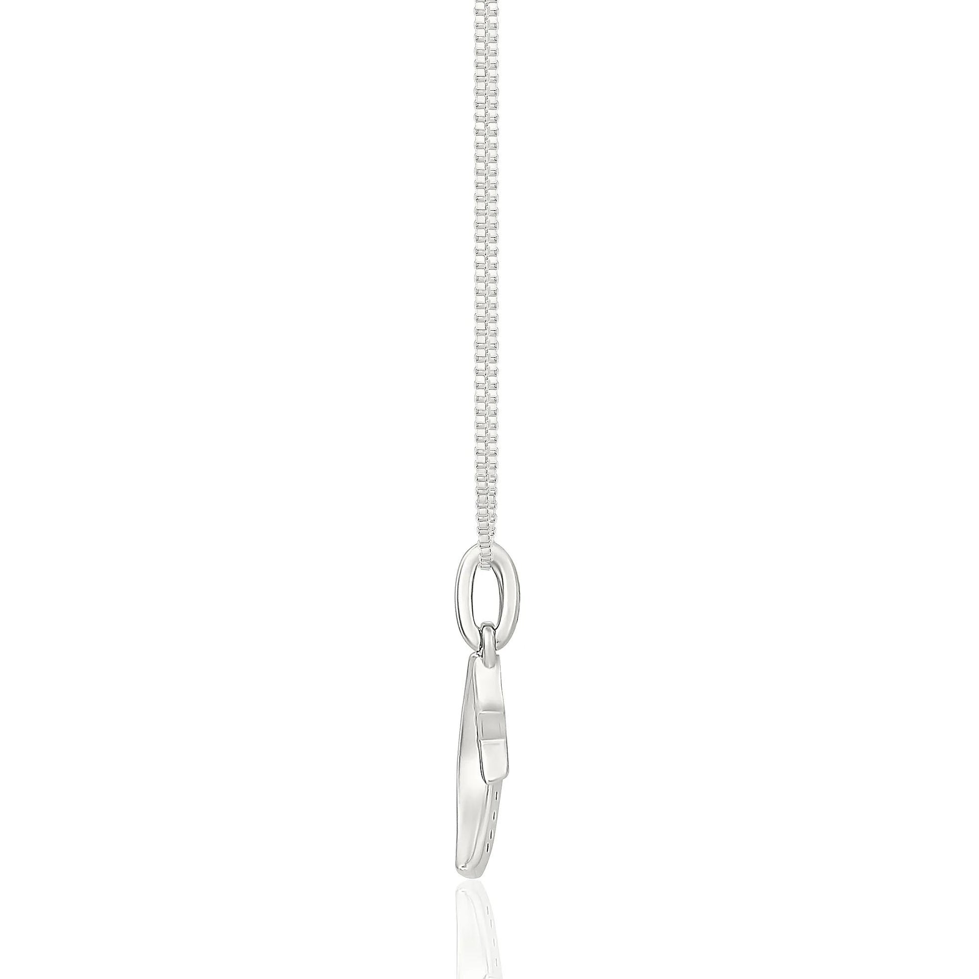 Diamond Accent Moon and Star Pendant Necklace .925 Sterling Silver White Size 18"