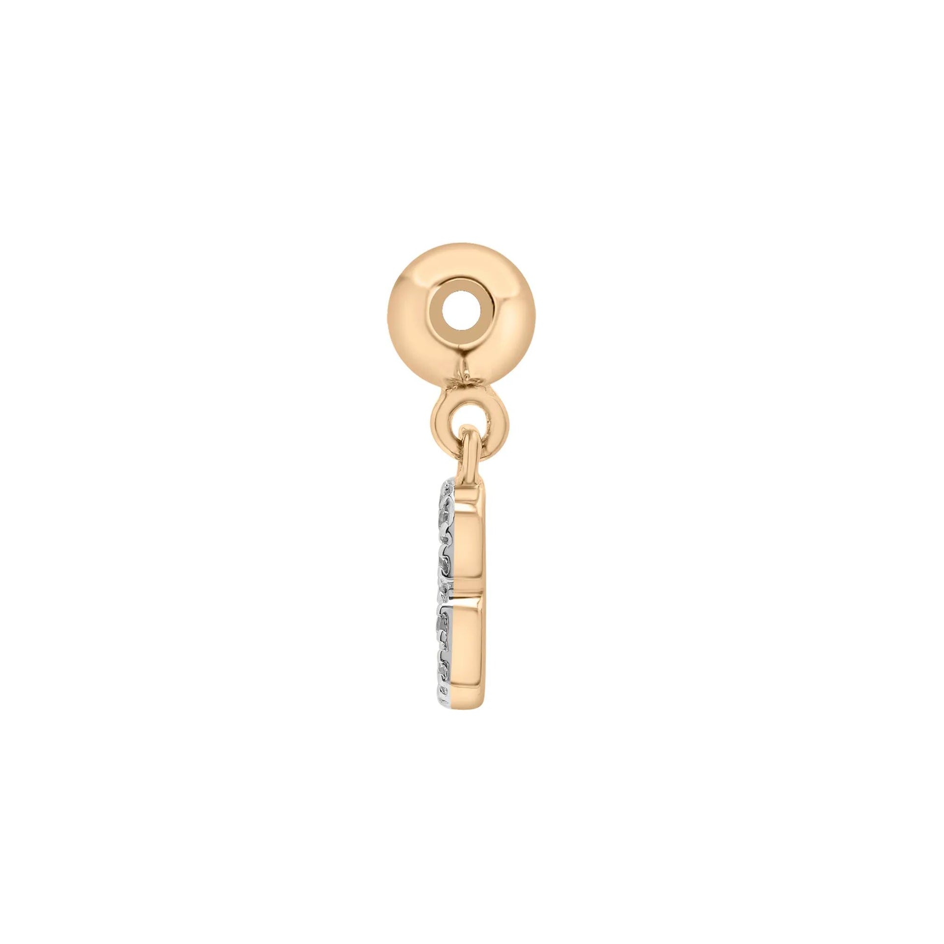 Diamond Accent Number 3 Bead Charm Vermeil Yellow Size 12.50mm