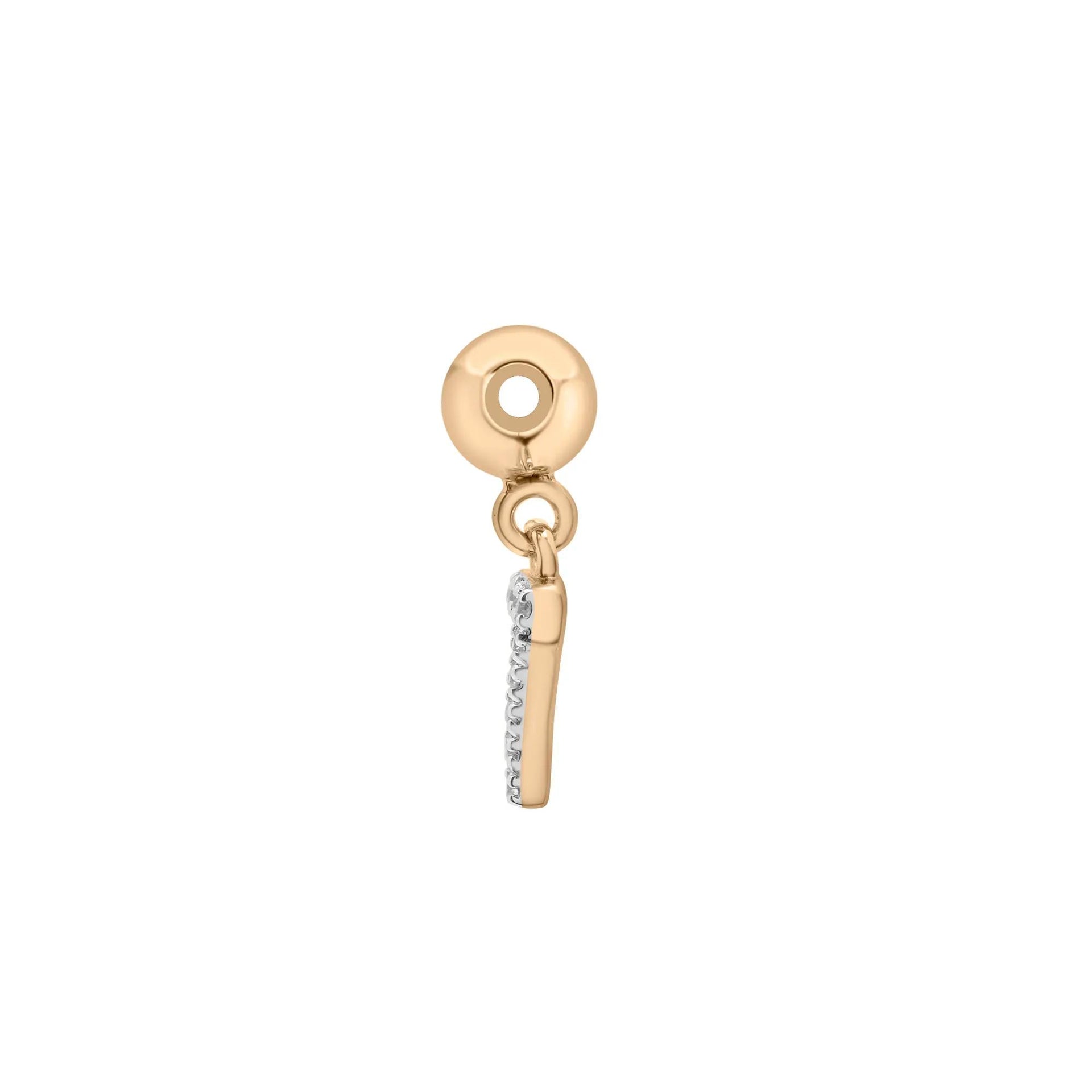Diamond Accent Number 7 Bead Charm Vermeil Yellow Size 12.00mm