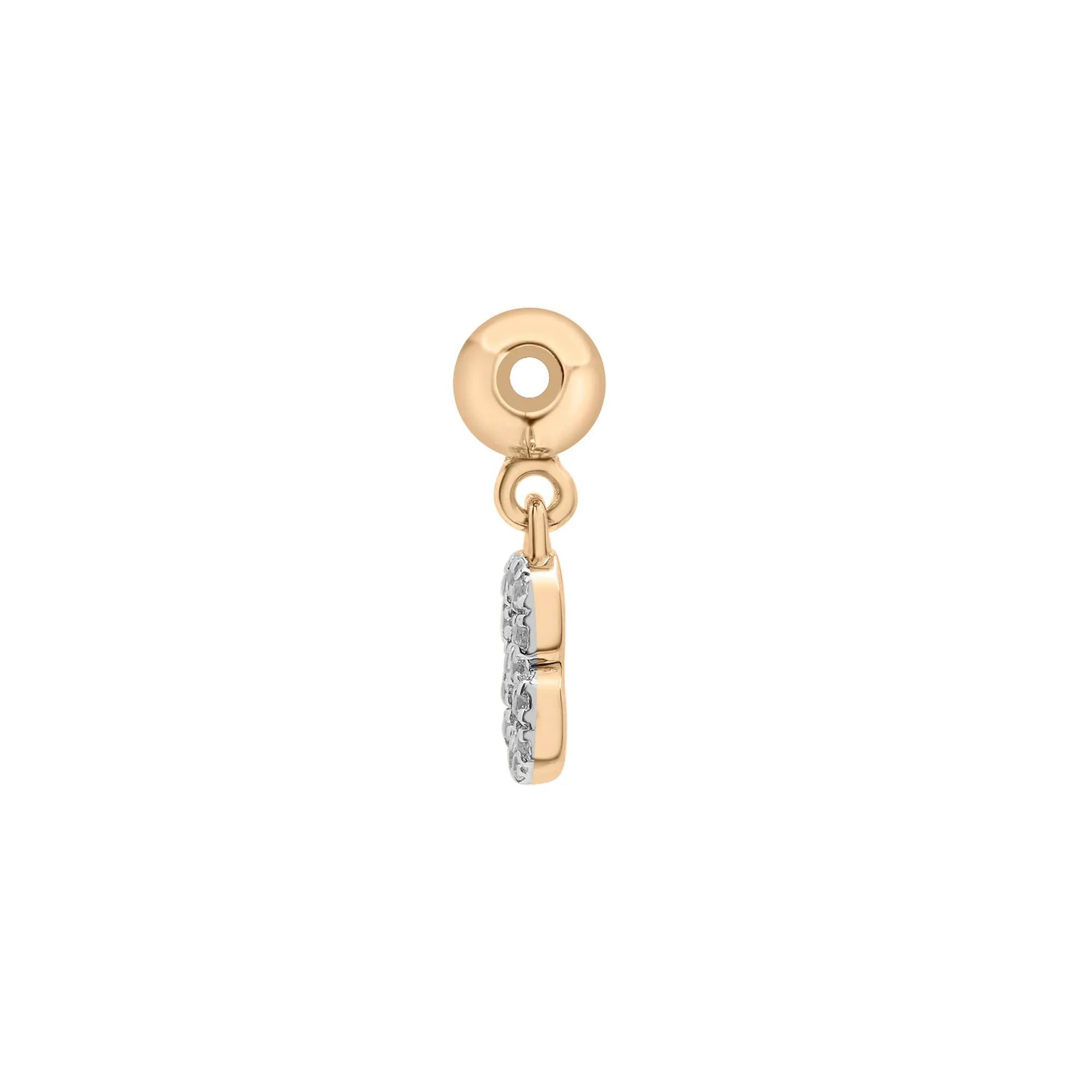 Diamond Accent Number 8 Bead Charm Vermeil Yellow Size 11.50mm