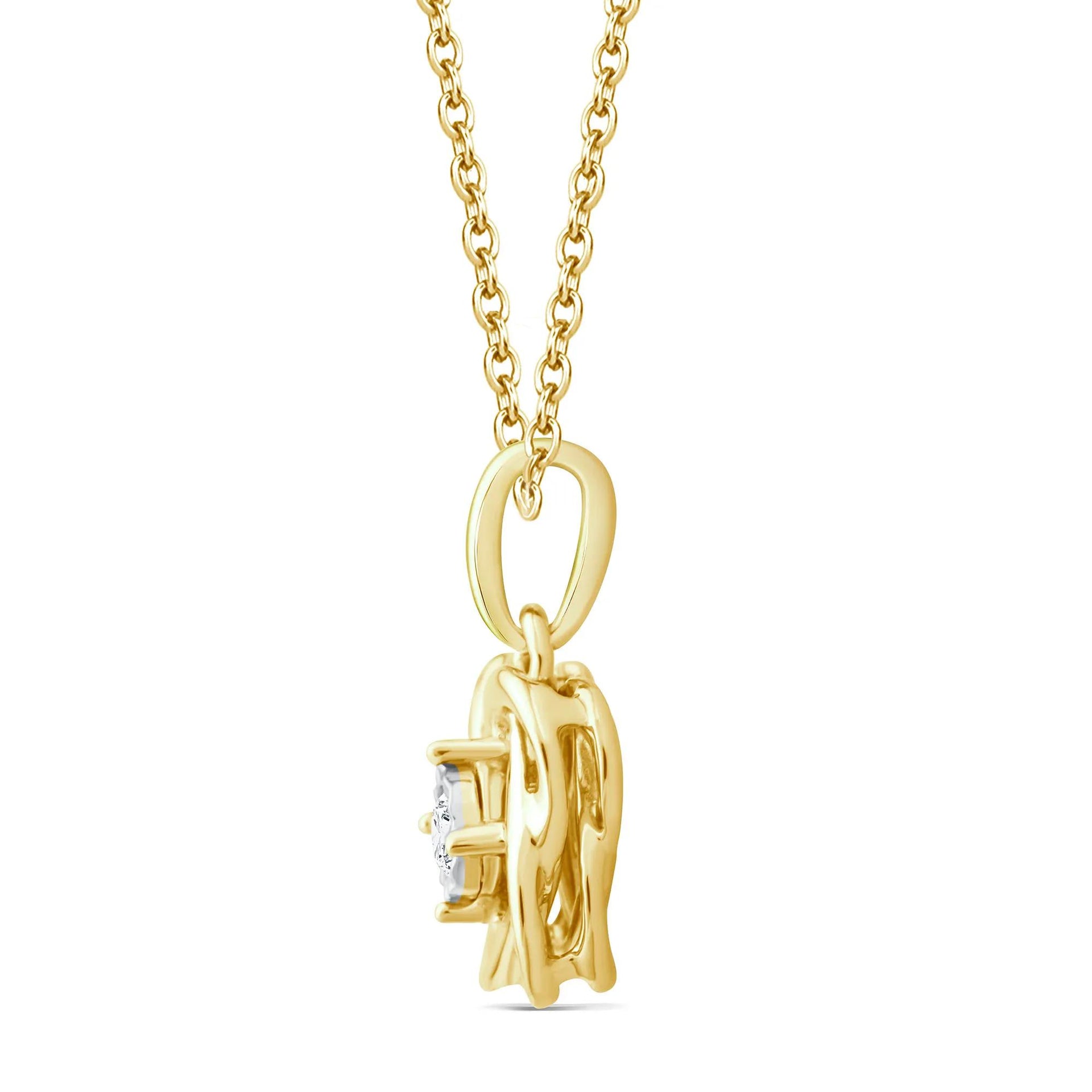 Diamond Accent Pendant Necklace 10K Yellow Gold Size 18"