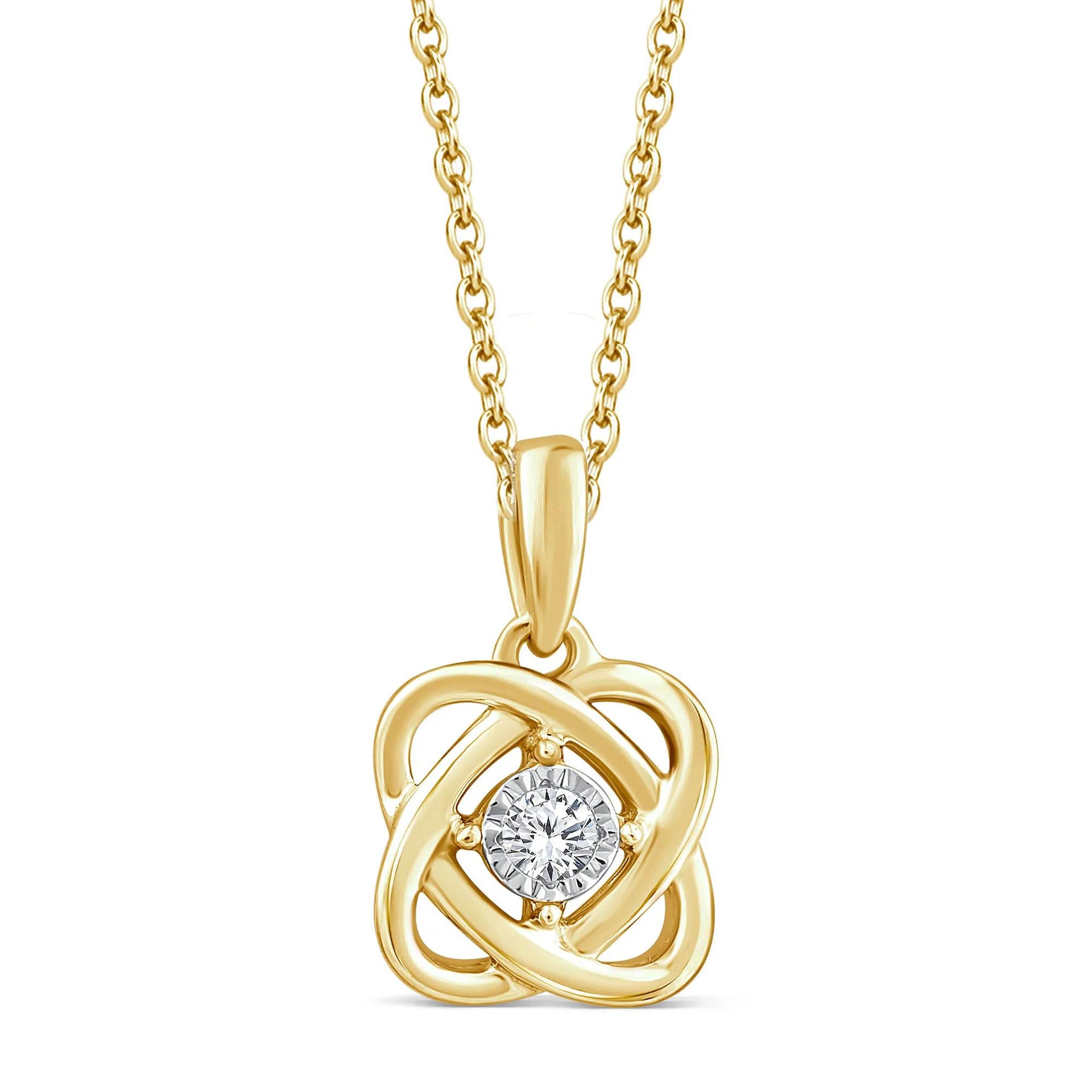 Diamond Accent Pendant Necklace 10K Yellow Gold Size 18"