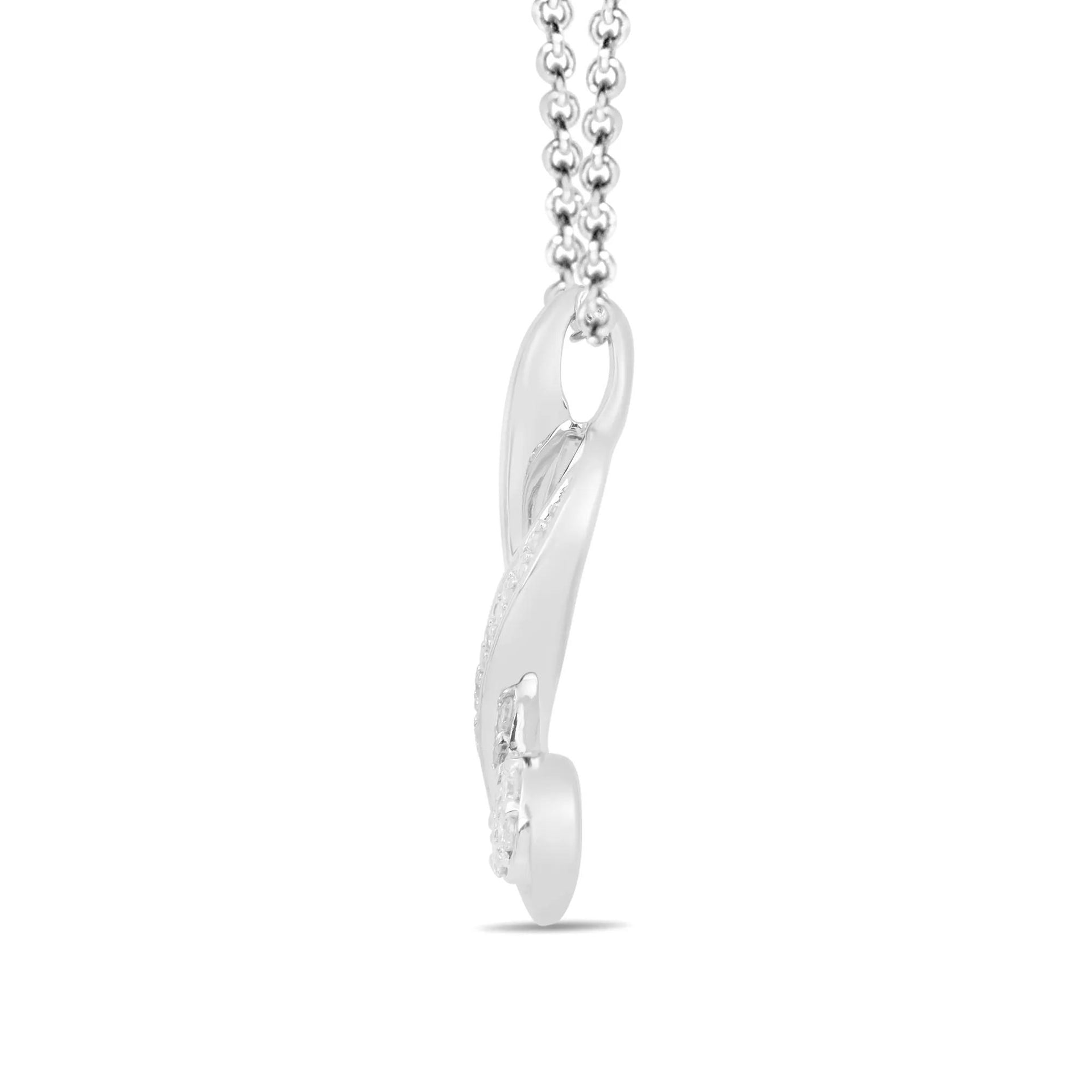 Diamond Accent Pendant Necklace .925 Sterling Silver White Size 18"