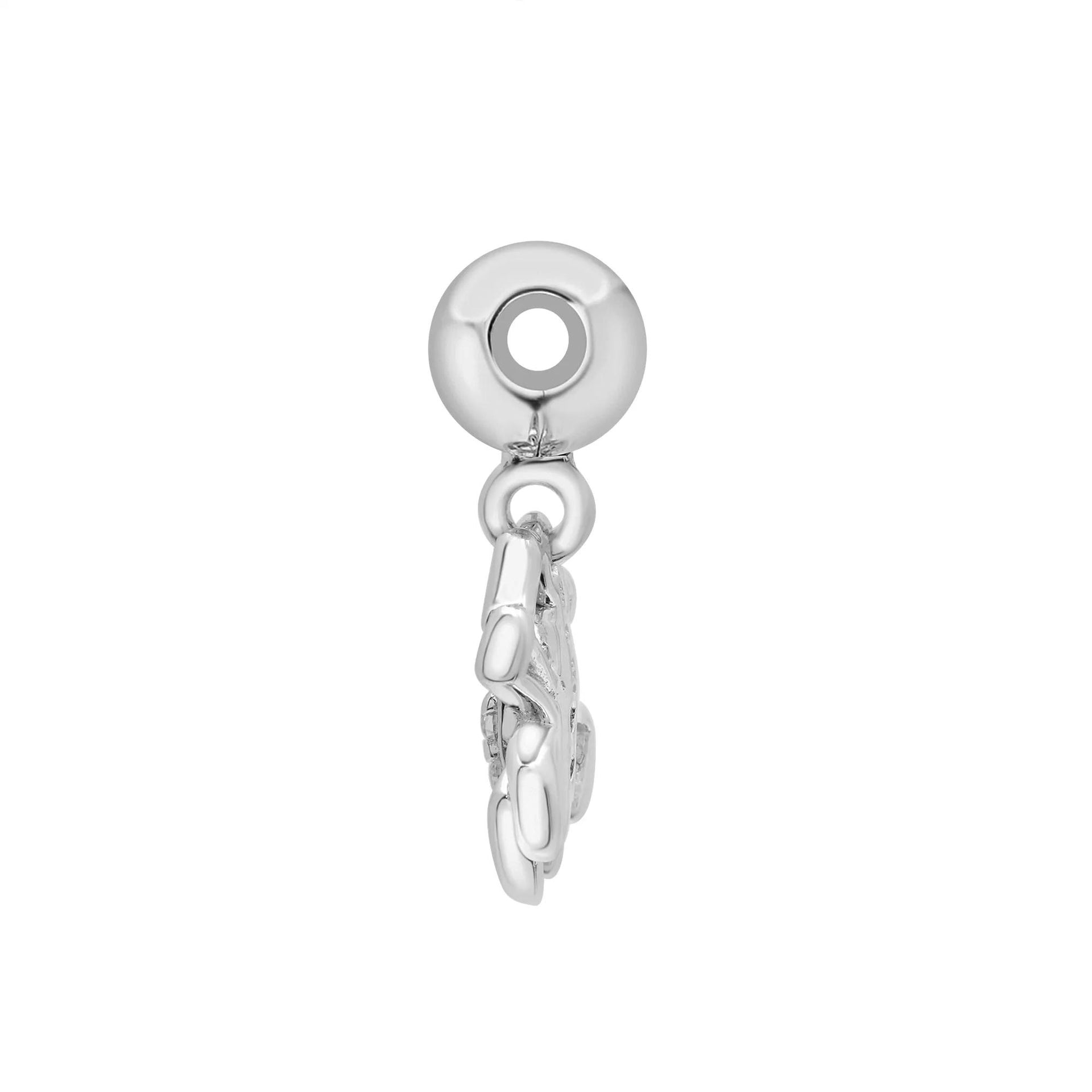 Diamond Accent Spider Bead Charm .925 Sterling Silver White Size 12.00mm