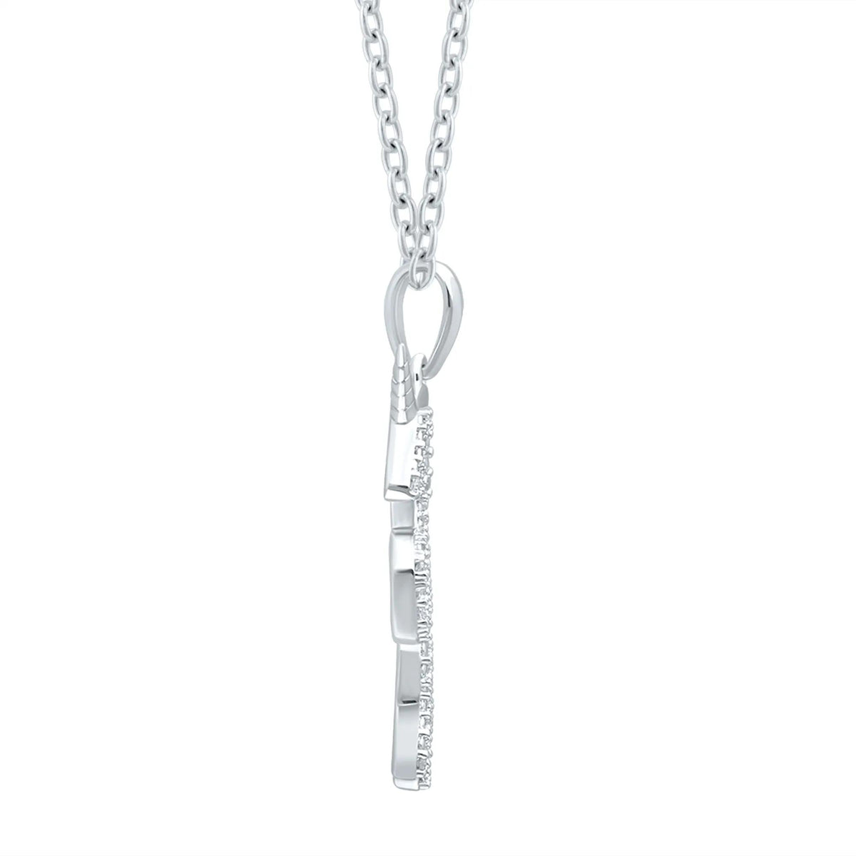 Diamond Accent Unicorn Pendant Necklace .925 Sterling Silver White Size 18"