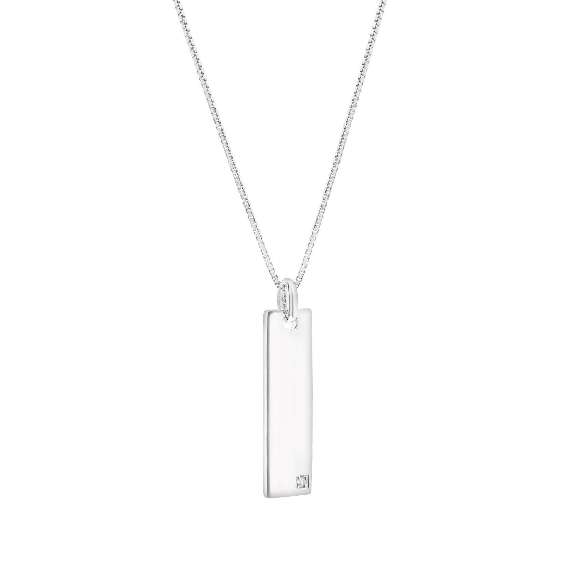 Diamond Accent Vertical Bar Pendant Necklace .925 Sterling Silver White Size 18"