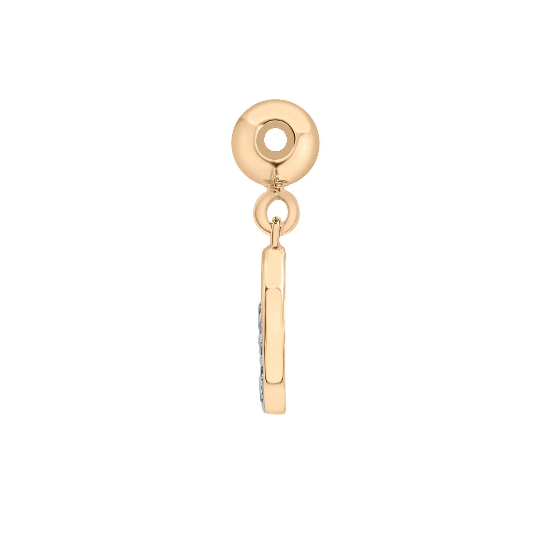 Diamond Accent Wave Disc Bead Charm Vermeil Yellow Size 11.50mm