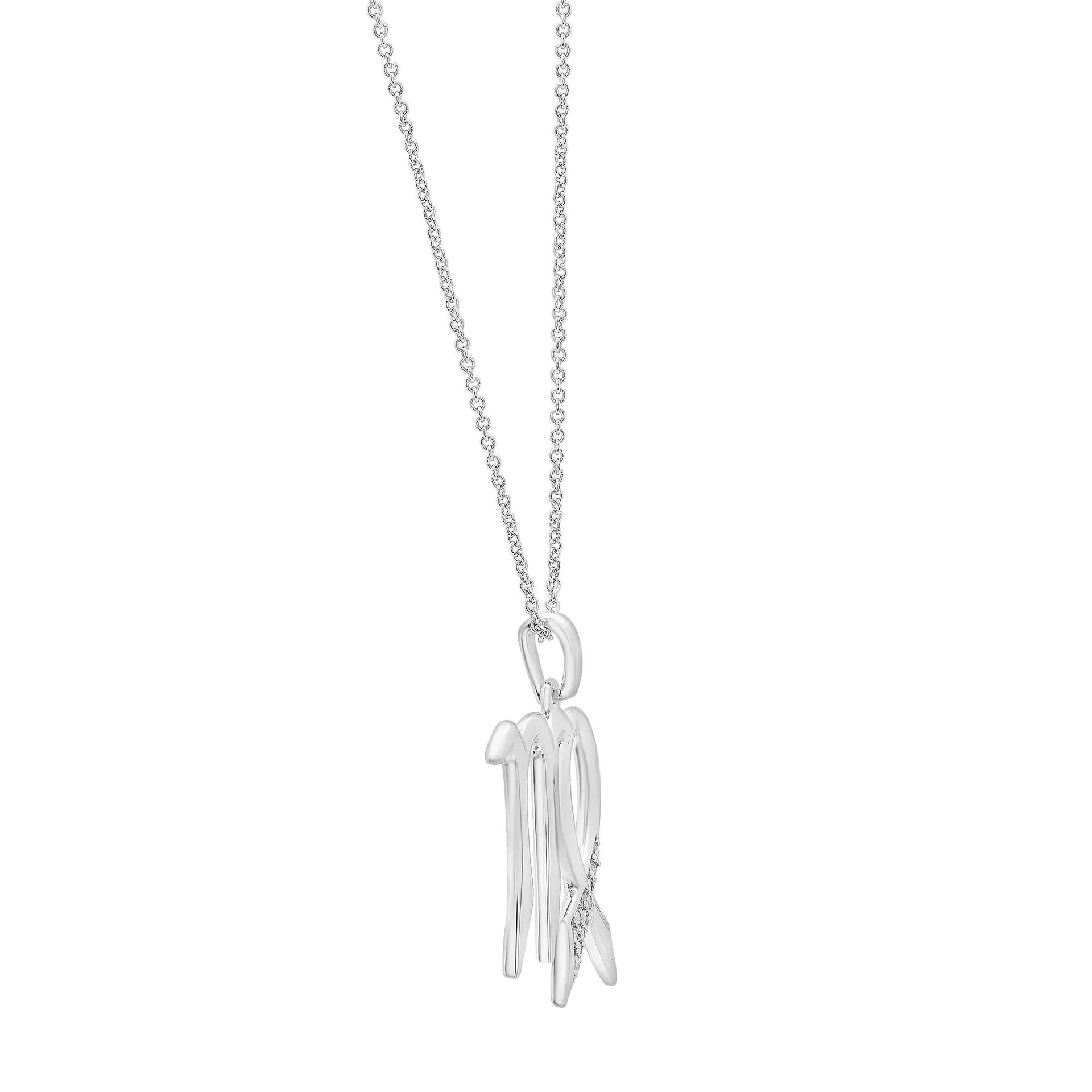 Diamond Accent Virgo Pendant Necklace .925 Sterling Silver White Size 18"