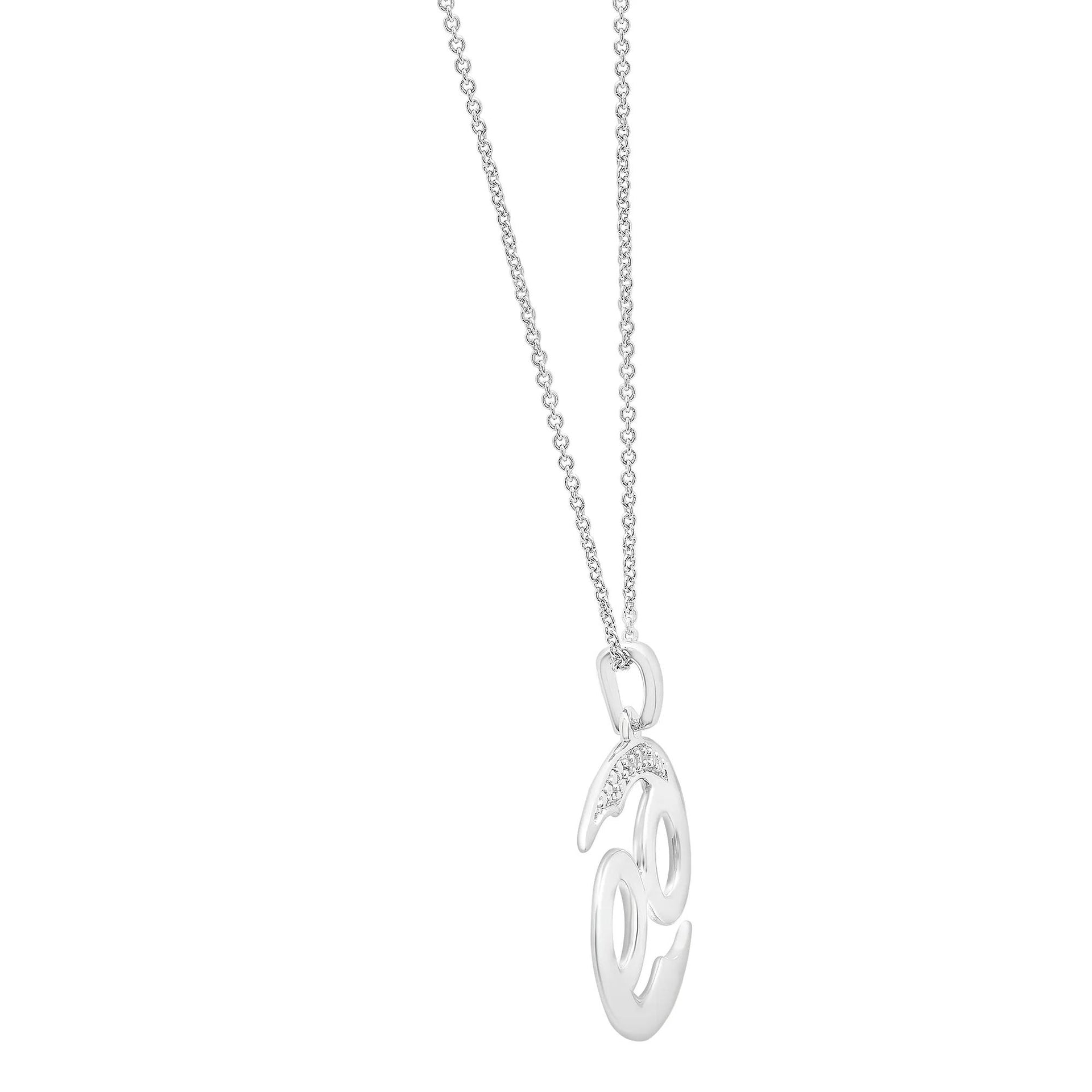 Diamond Accent Cancer Pendant Necklace .925 Sterling Silver White Size 18"