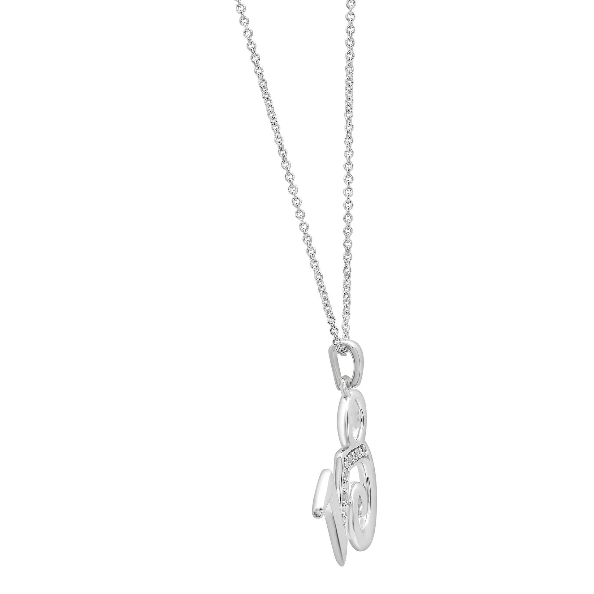 Diamond Accent Capricorn Pendant Necklace .925 Sterling Silver White Size 18"
