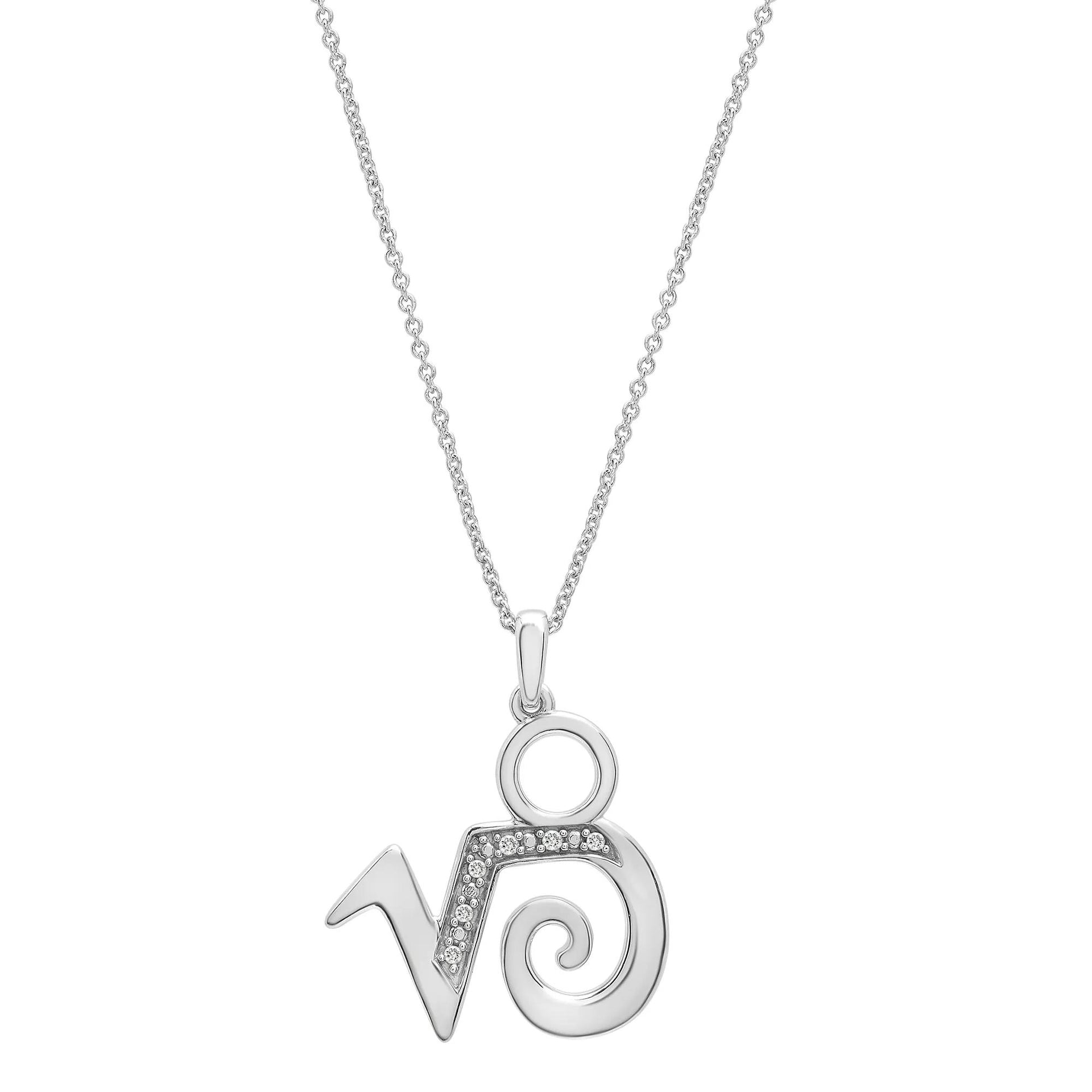 Diamond Accent Capricorn Pendant Necklace .925 Sterling Silver White Size 18"