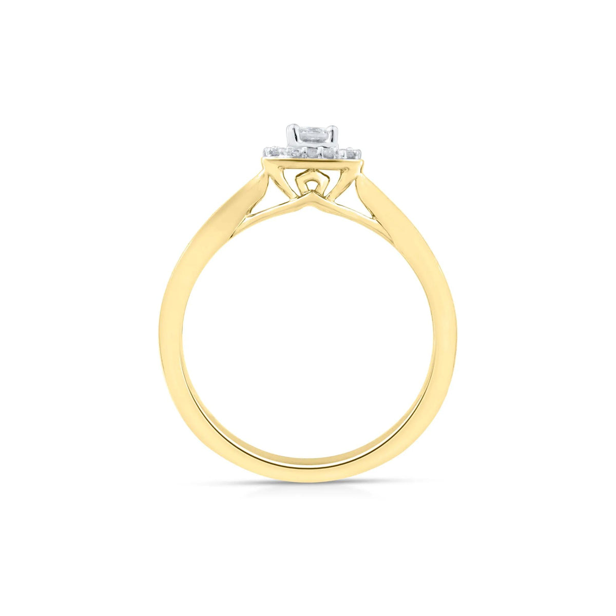 1/7 CT. Tw. Diamond and Blue Sapphire Promise Ring 10K Yellow Gold Round Brilliant Cut Size 7 2mm