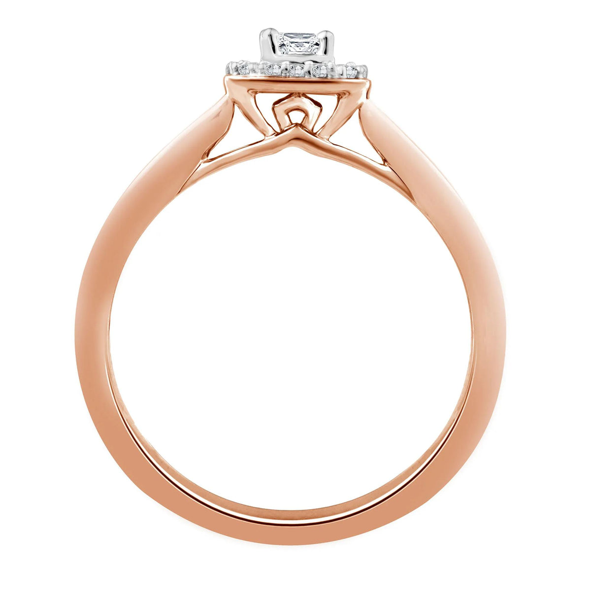 1/7 CT. Tw. Diamond and Blue Sapphire Promise Ring 10K Rose Gold Round Brilliant Cut Size 8 2mm