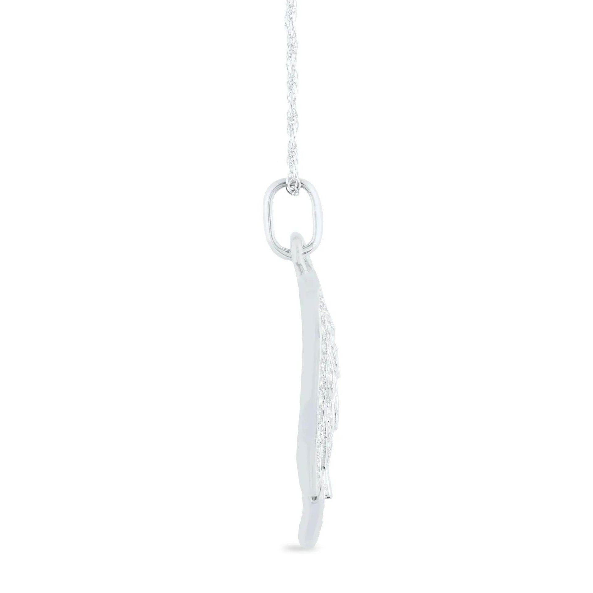 1/7 CT. Tw. Diamond Wing Pendant Necklace 14K White Gold Size 18"