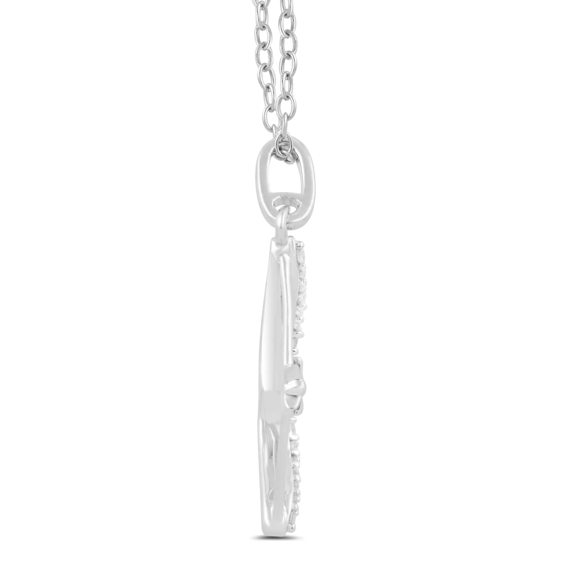1/10 CT. Tw. Diamond Arrow Pendant Necklace .925 Sterling Silver White Size 18"